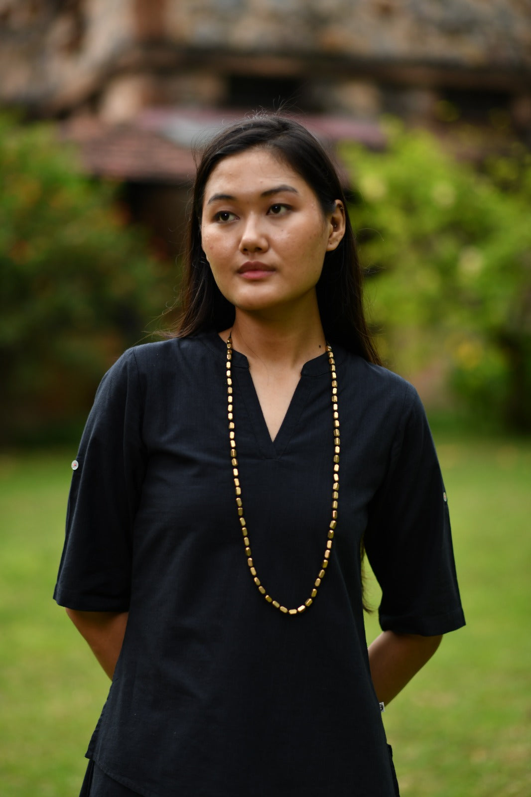 Rectangular Beads Necklace : Handcrafted Brass
