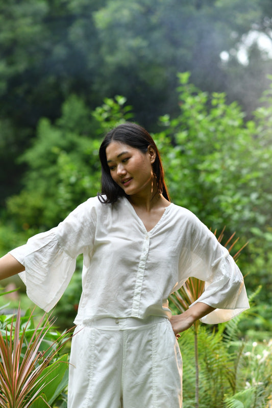 Daphne Top : Cloud Dancer Muslin
