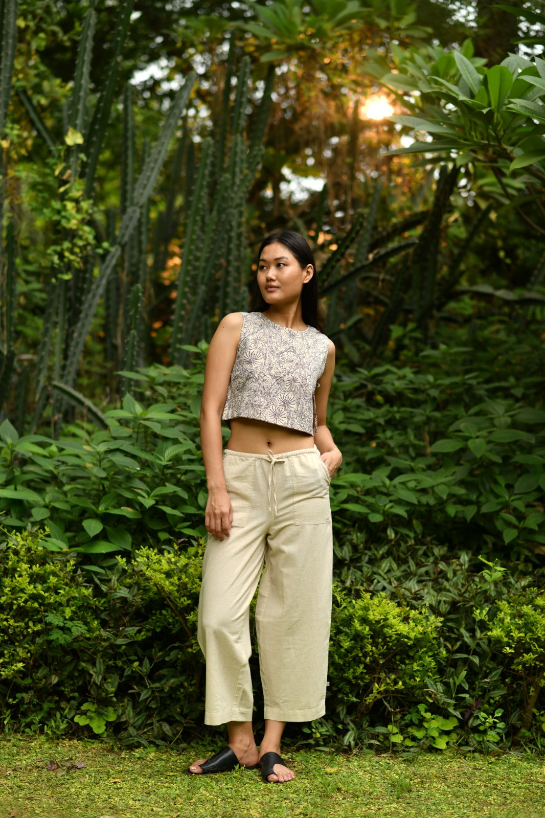 Barrel Pant : Solid Natural Cotton Flax