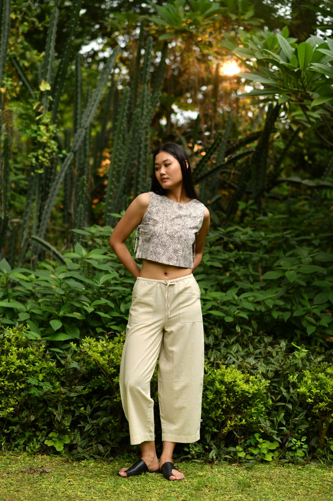 Barrel Pant : Solid Natural Cotton Flax