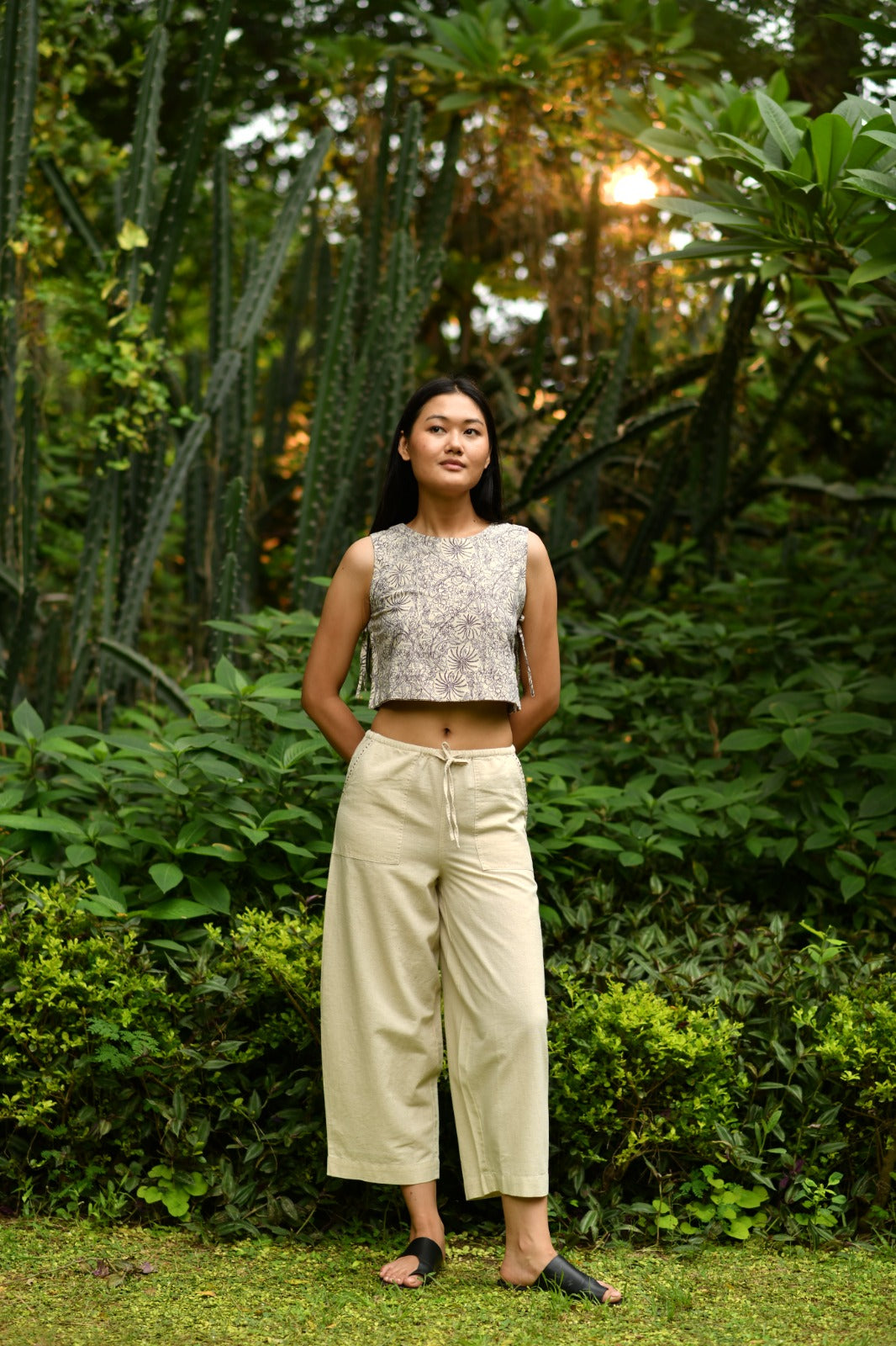 Barrel Pant : Solid Natural Cotton Flax