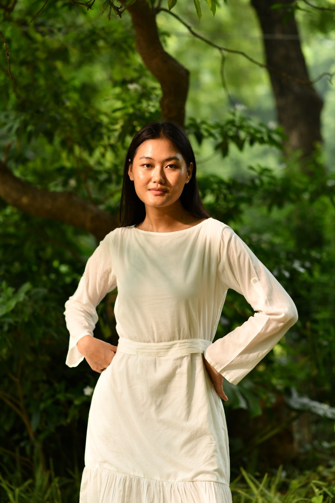 Nina Dress : Cloud Dancer Muslin