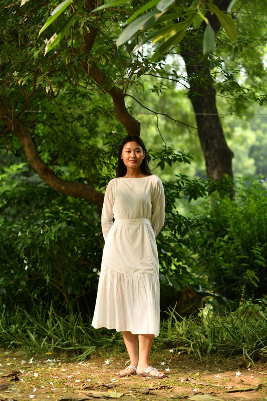 Nina Dress : Cloud Dancer Muslin