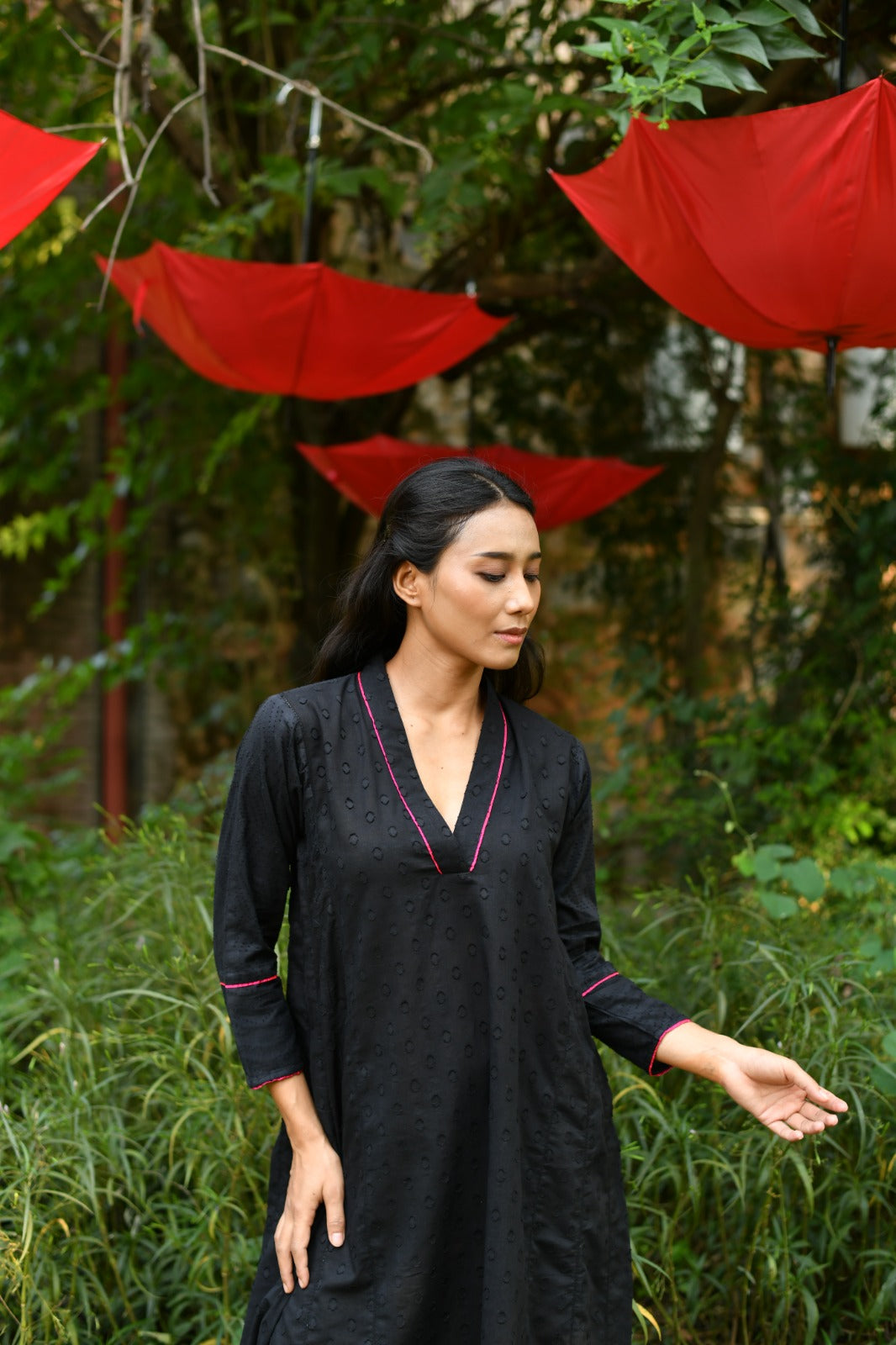 Kanan Kurta : Solid Black Cutwork