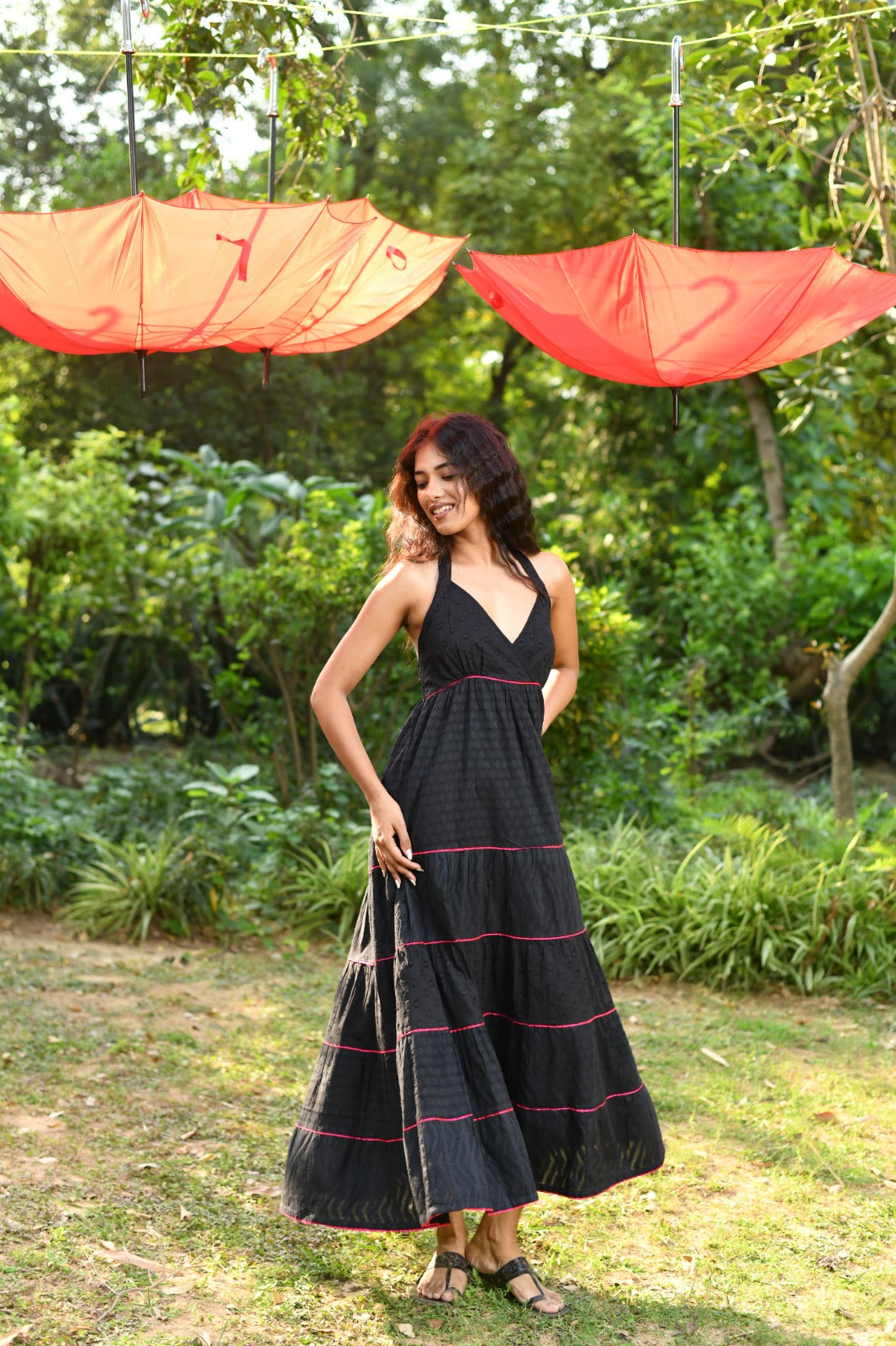 Halter Maxi : Solid Black Cutwork