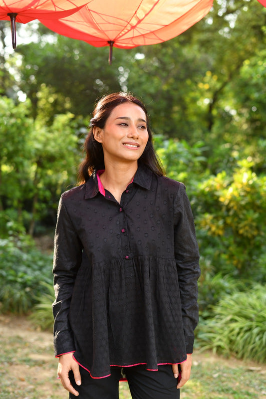 Jessi Top : Solid Black Cutwork