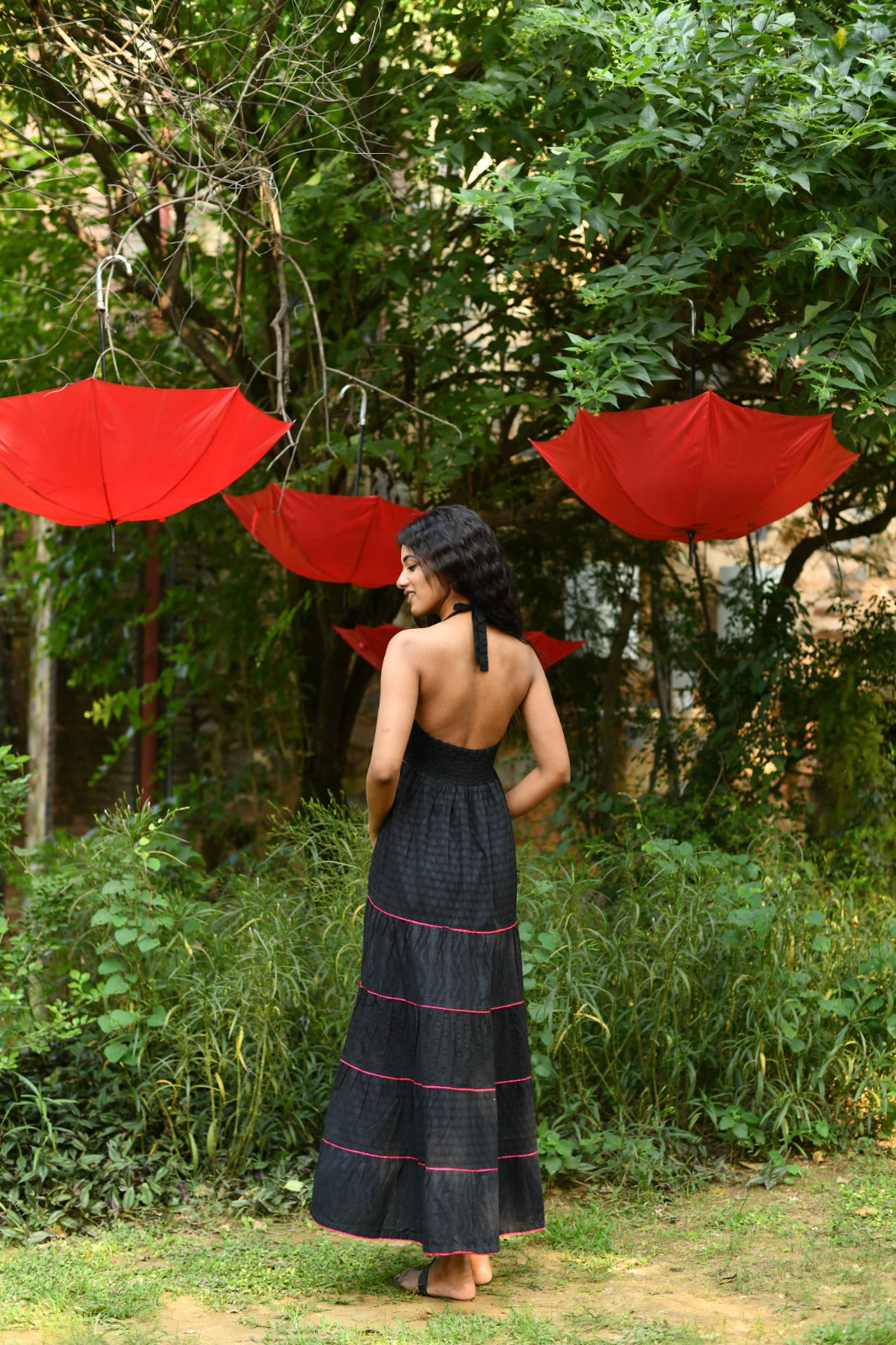 Halter Maxi : Solid Black Cutwork