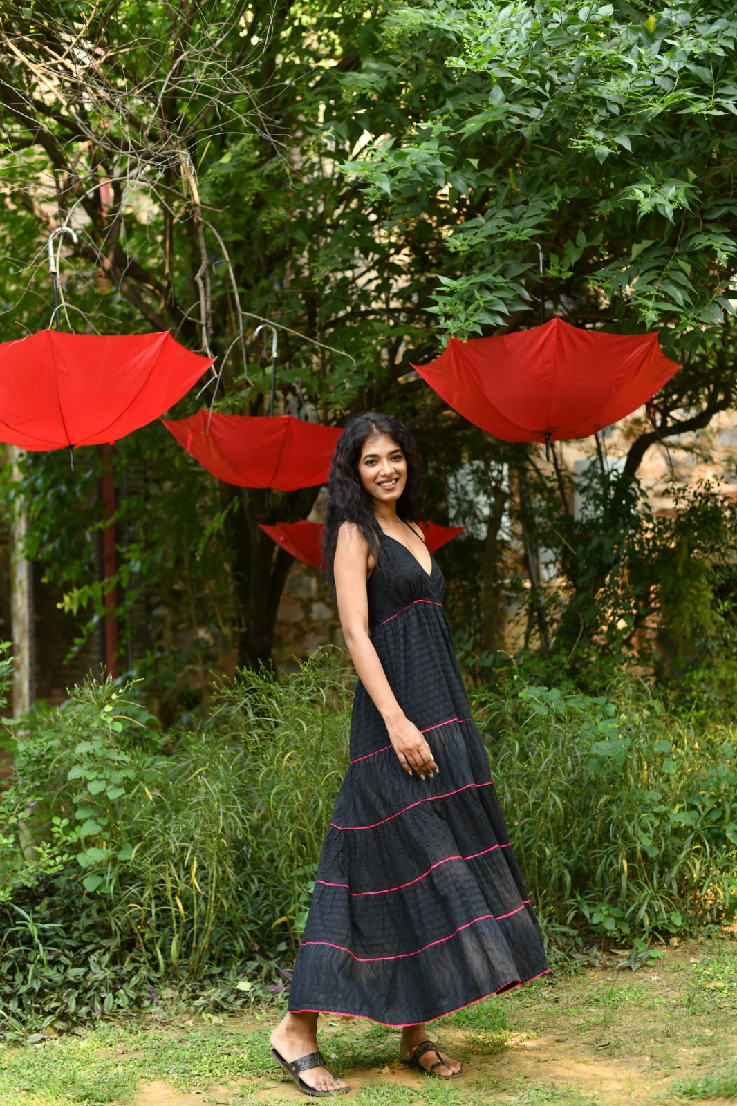Halter Maxi : Solid Black Cutwork