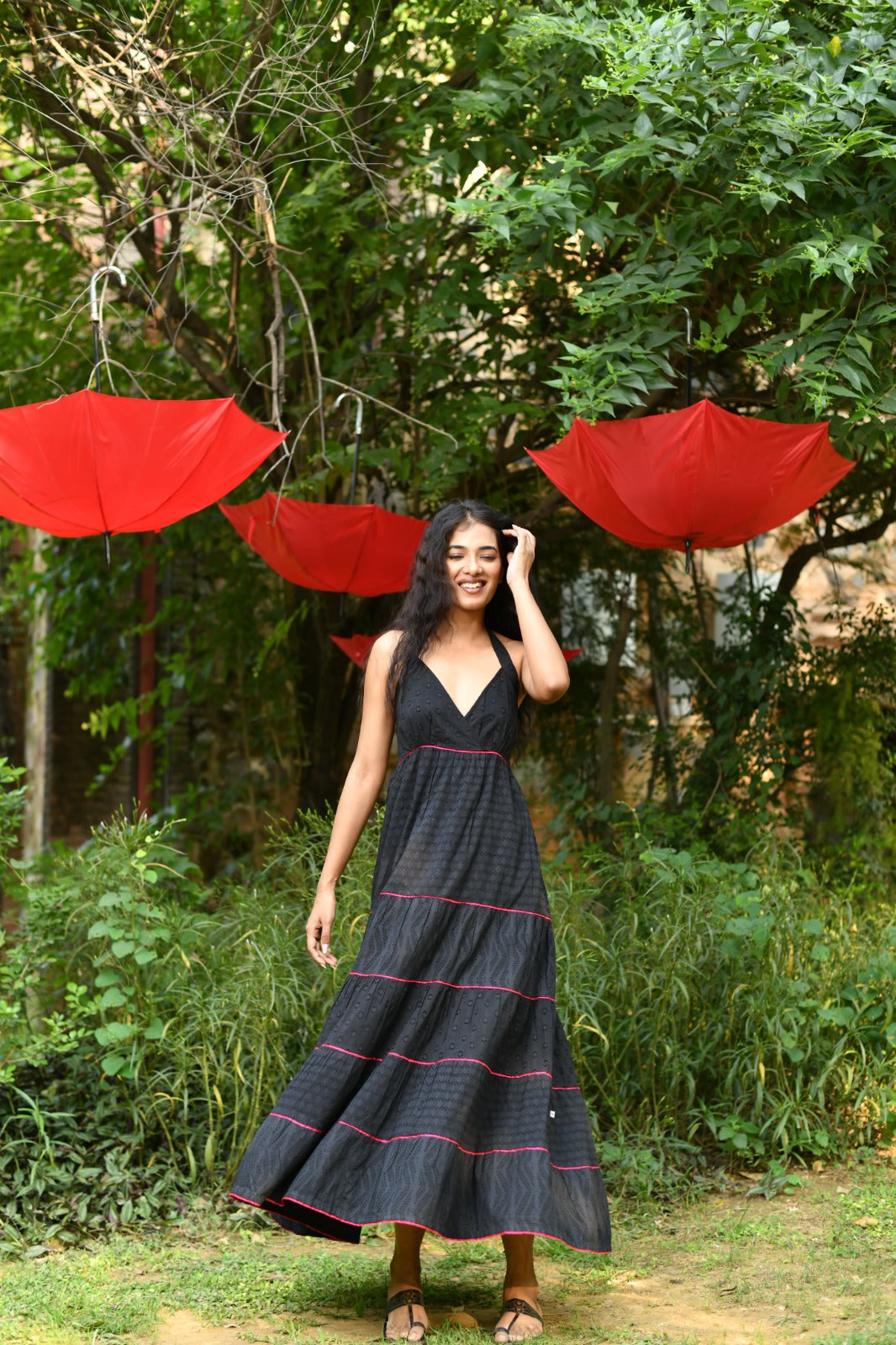 Halter Maxi : Solid Black Cutwork