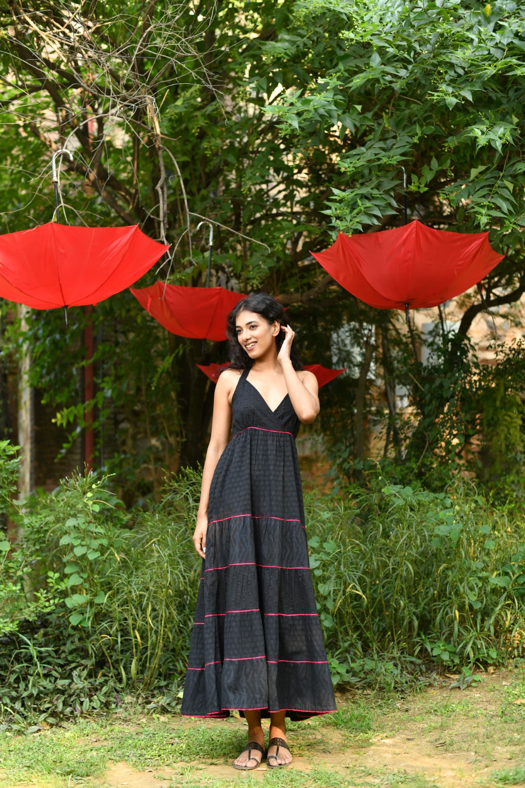Halter Maxi : Solid Black Cutwork