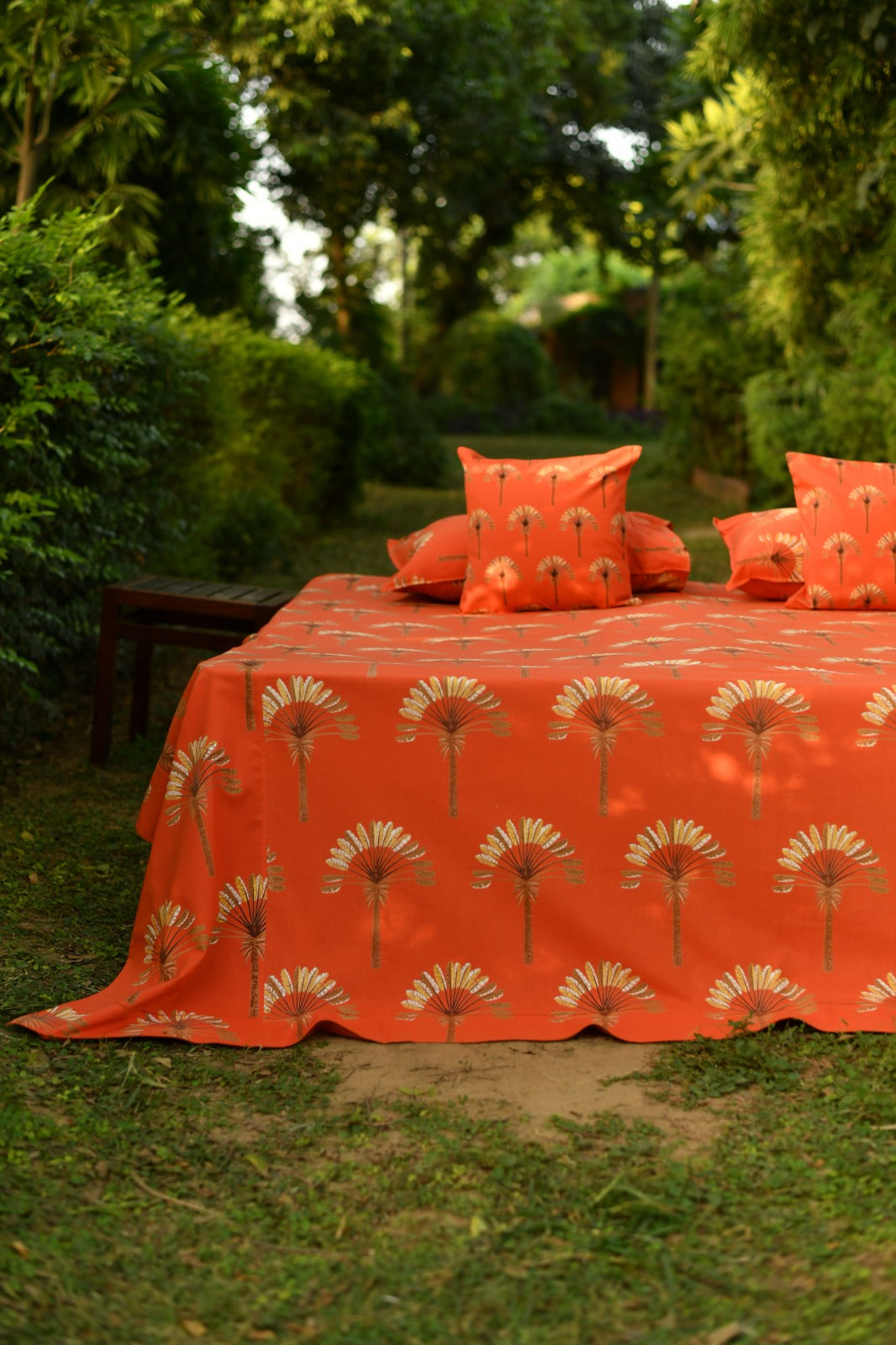 Printed Bed Cover : Beading Banana Rust Sheeting