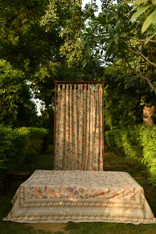 Printed Bed Cover : Kerala Cream Sheeting