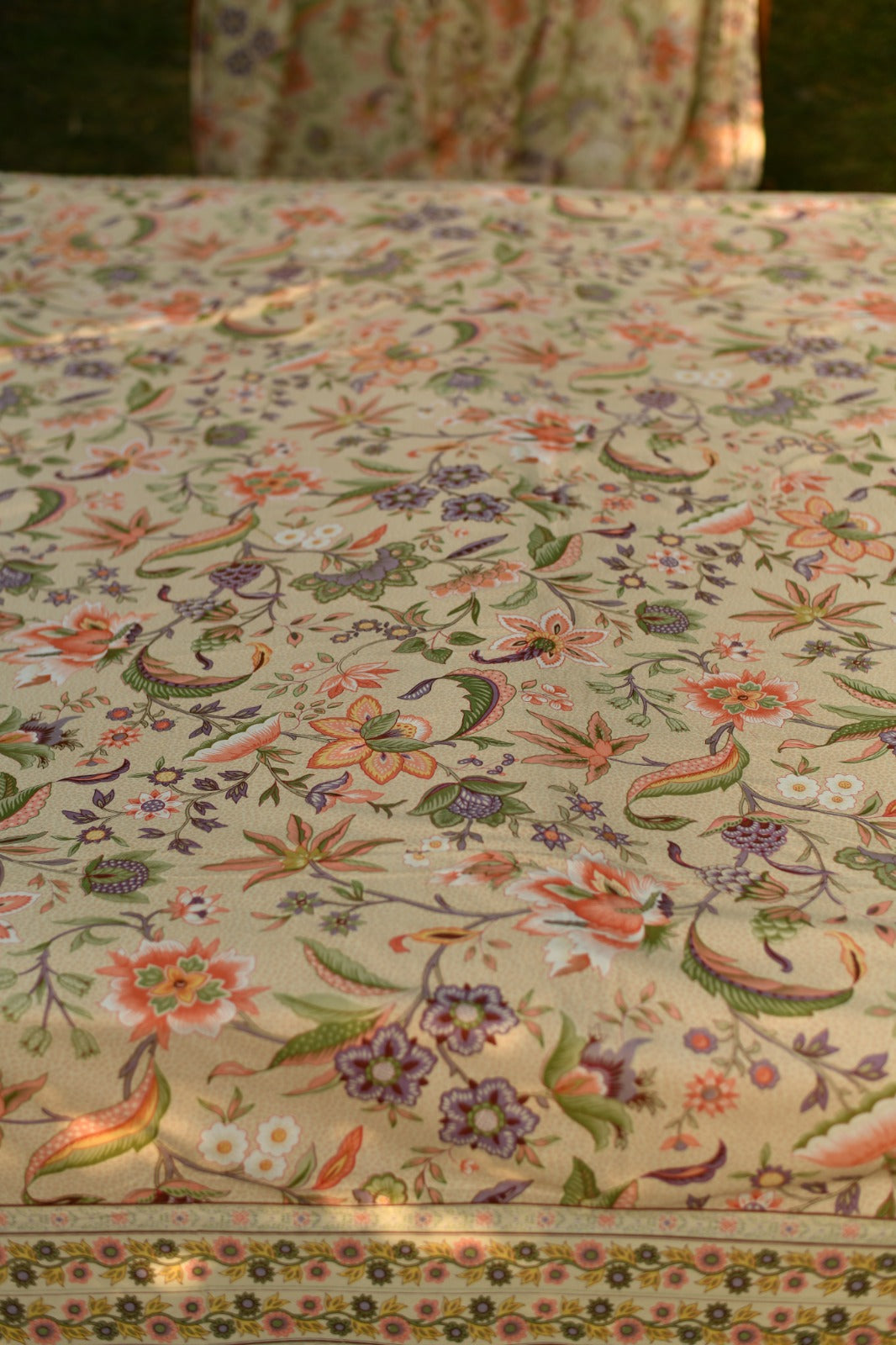 Printed Bed Cover : Kerala Cream Sheeting