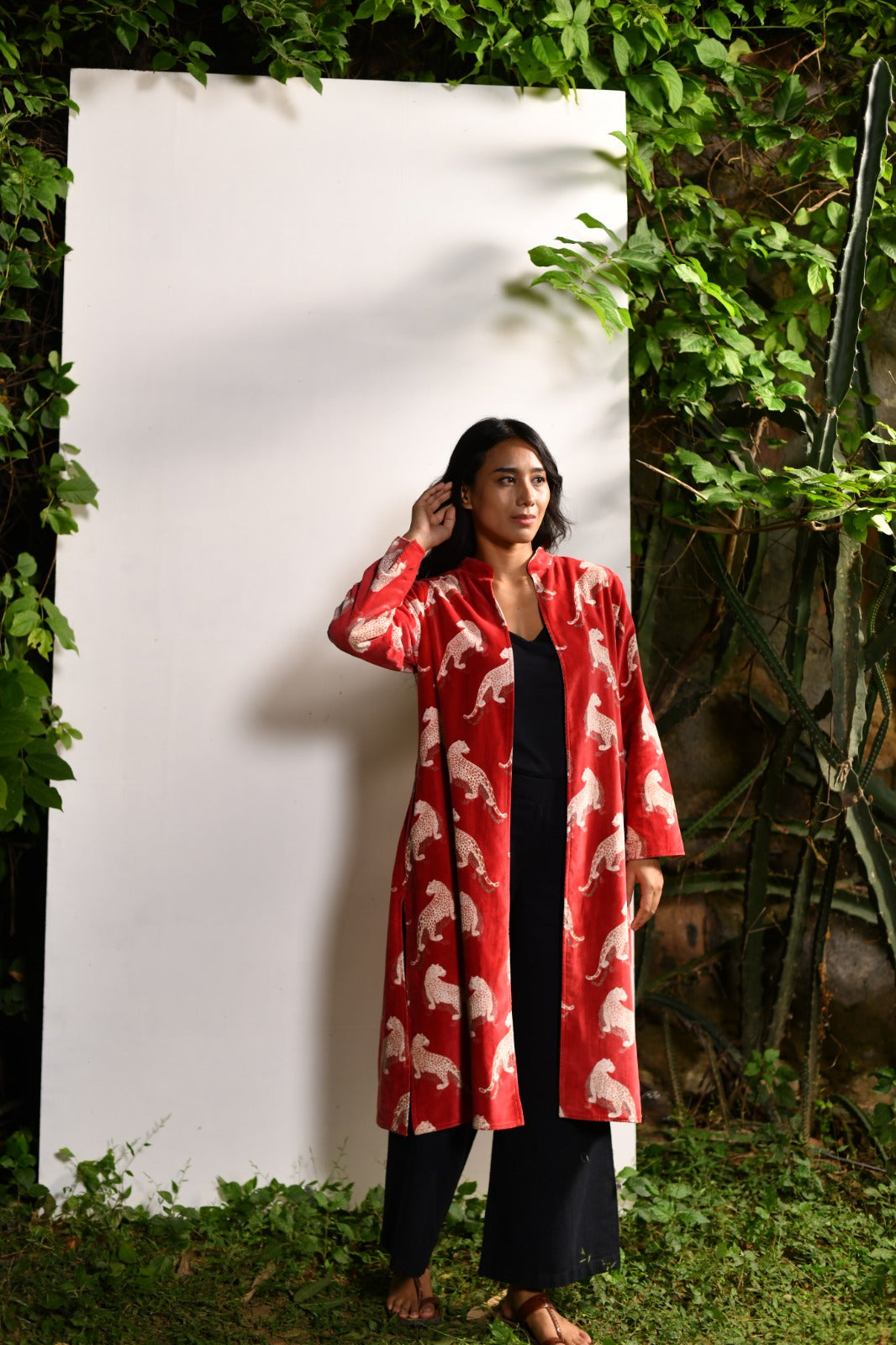 Long Jacket : Leopard Red Velvet