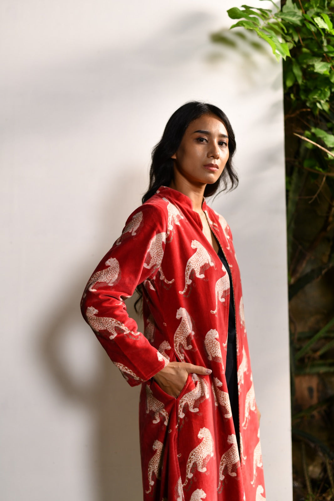 Long Jacket : Leopard Red Velvet