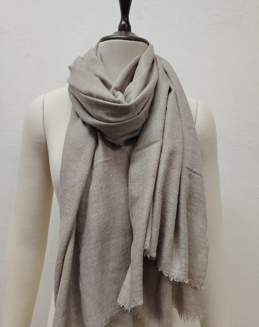 Pashmina Handspun Handwoven Shawl : Pebble Grey Woolen
