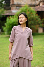 Cloudy Top : Solid Mocha Slub