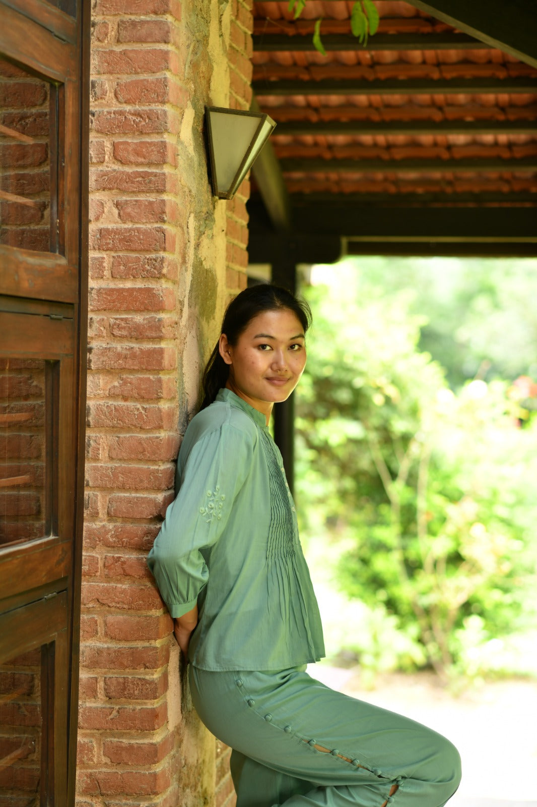 Shabnam Top Emb : Solid Teal Voile