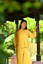 Shabnam Top Emb : Solid Yellow Voile