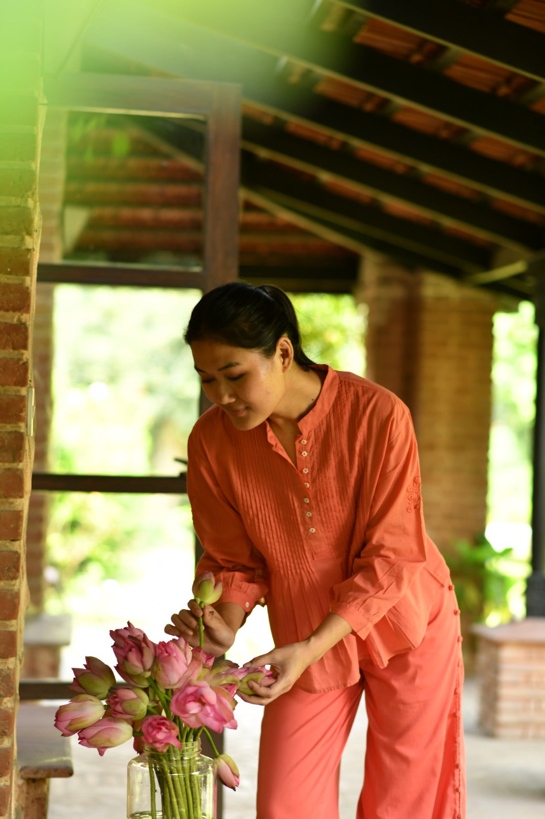 Blake Pant : Solid Orange Voile