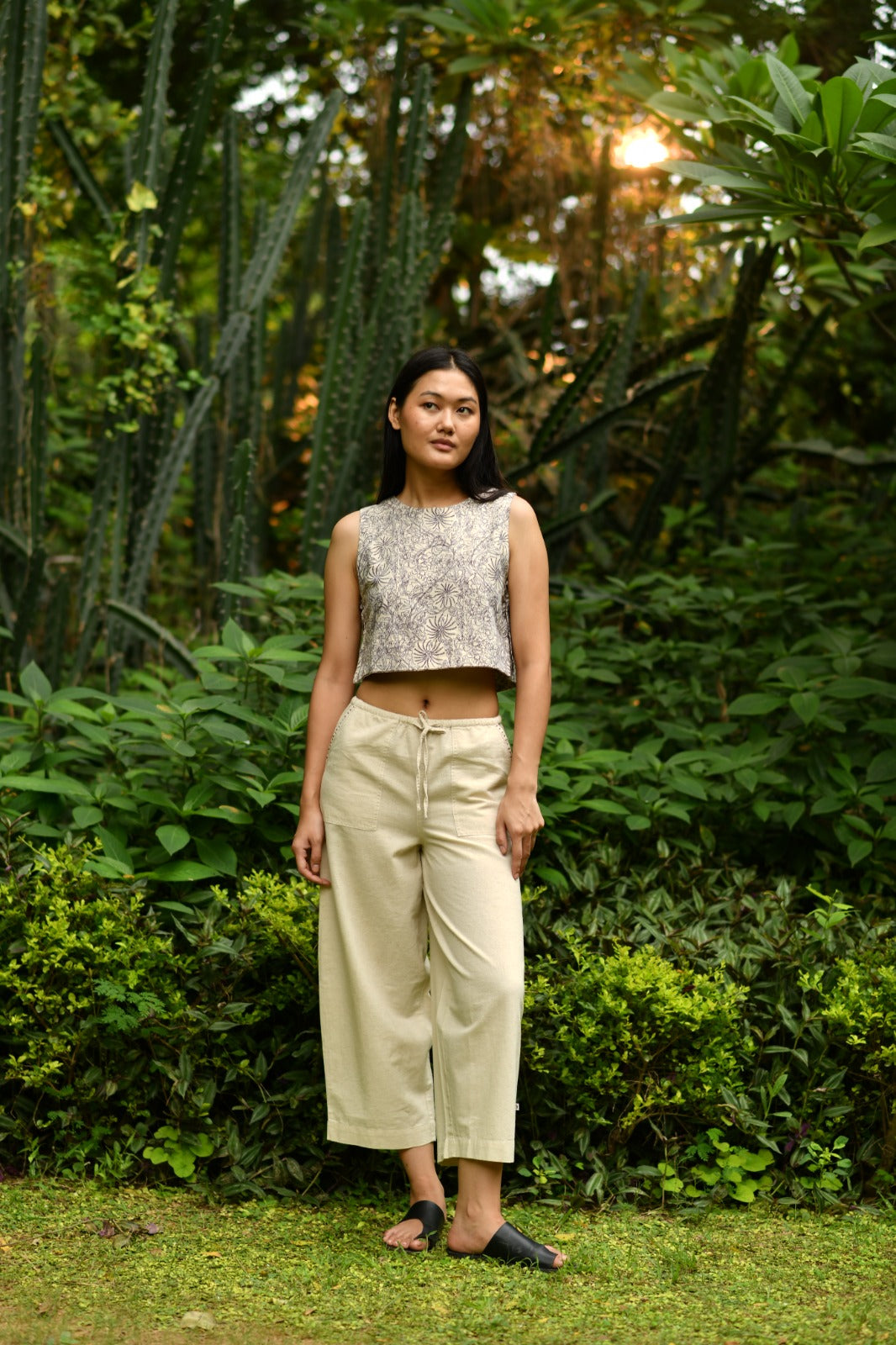 Barrel Pant : Solid Natural Cotton Flax