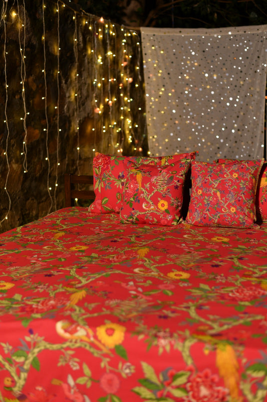 Bed Cover : Bird Coral Sheeting