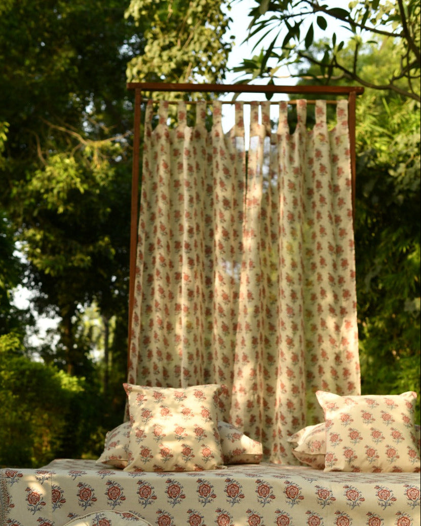 Printed Curtain : Indian Rose Linen