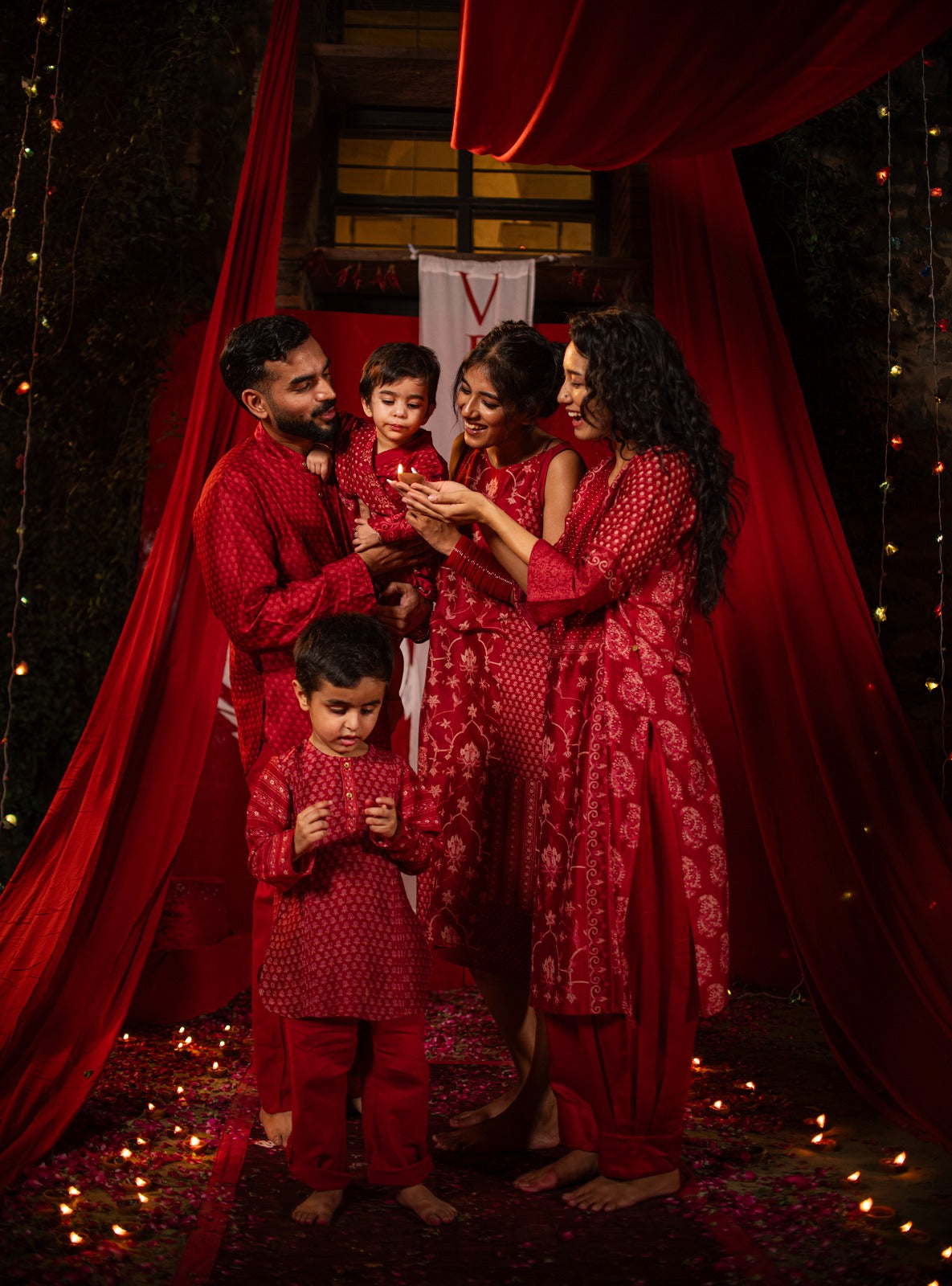 U Shaped Short Tunic Kumkum : Vermillion Red Chanderi
