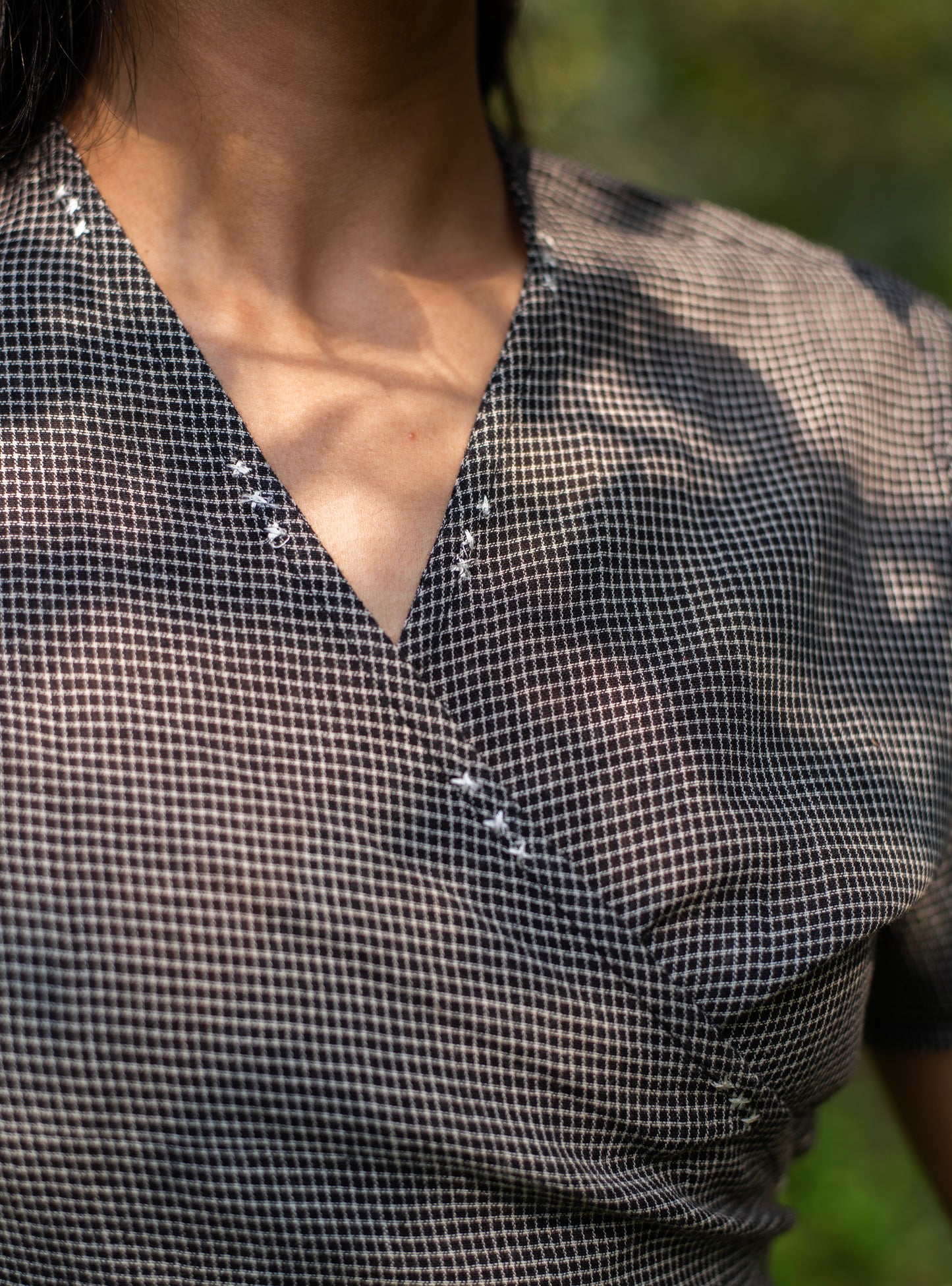 Wrap Around Dress : Checks Black Handloom
