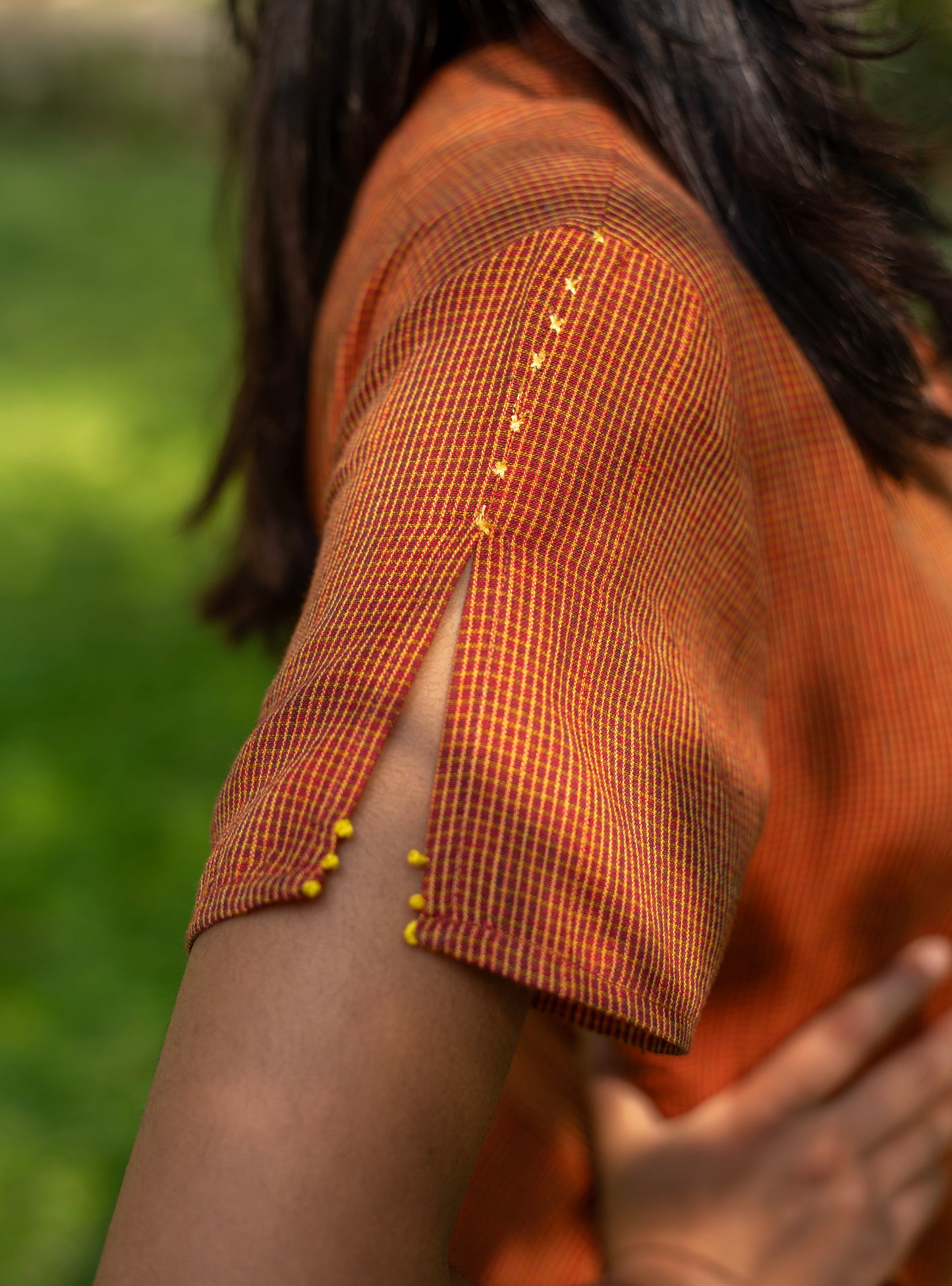 Wrap Around Dress : Checks Yellow Handloom