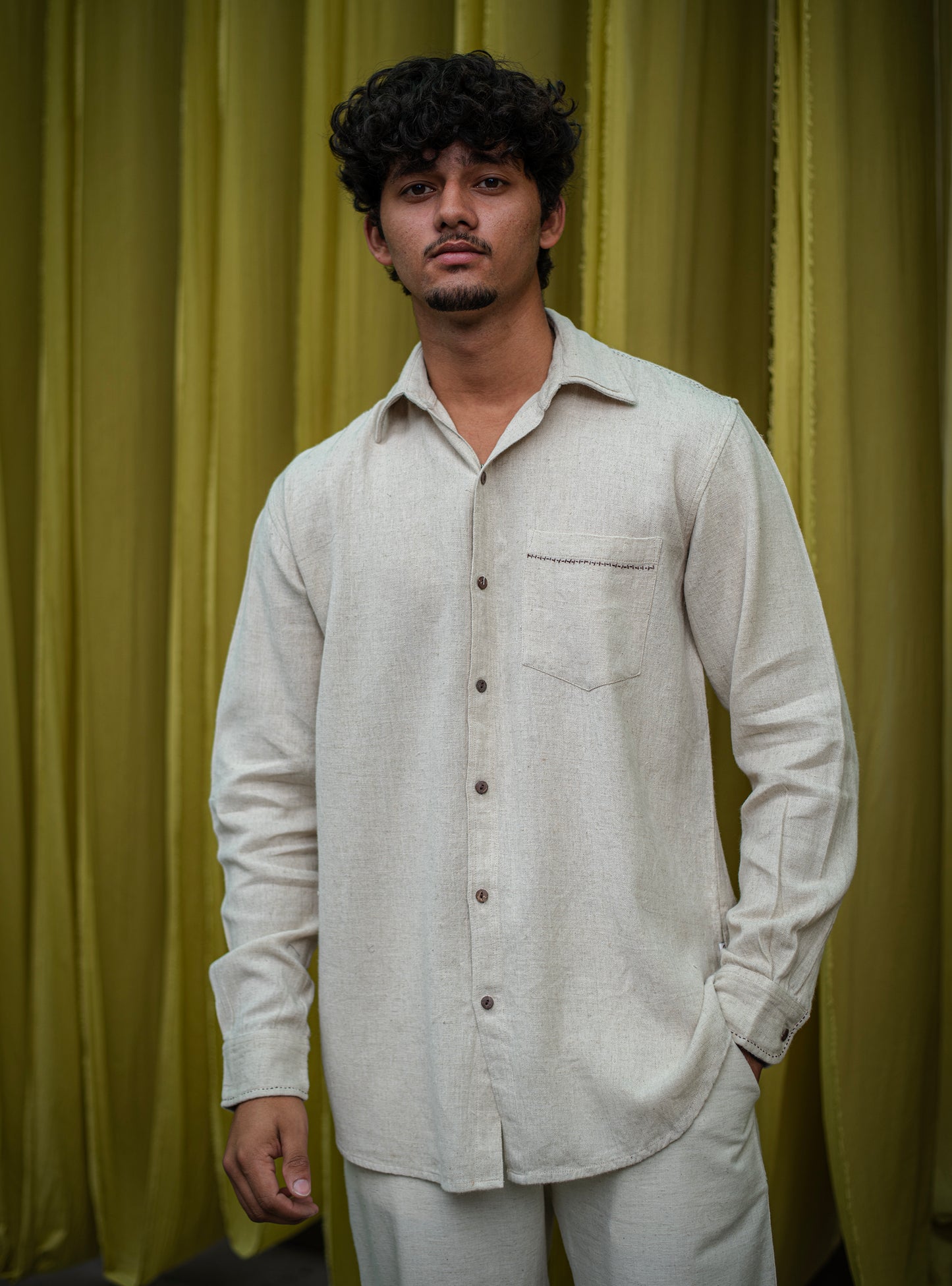 Xavier Shirt FS : Solid Natural Cotton Flax