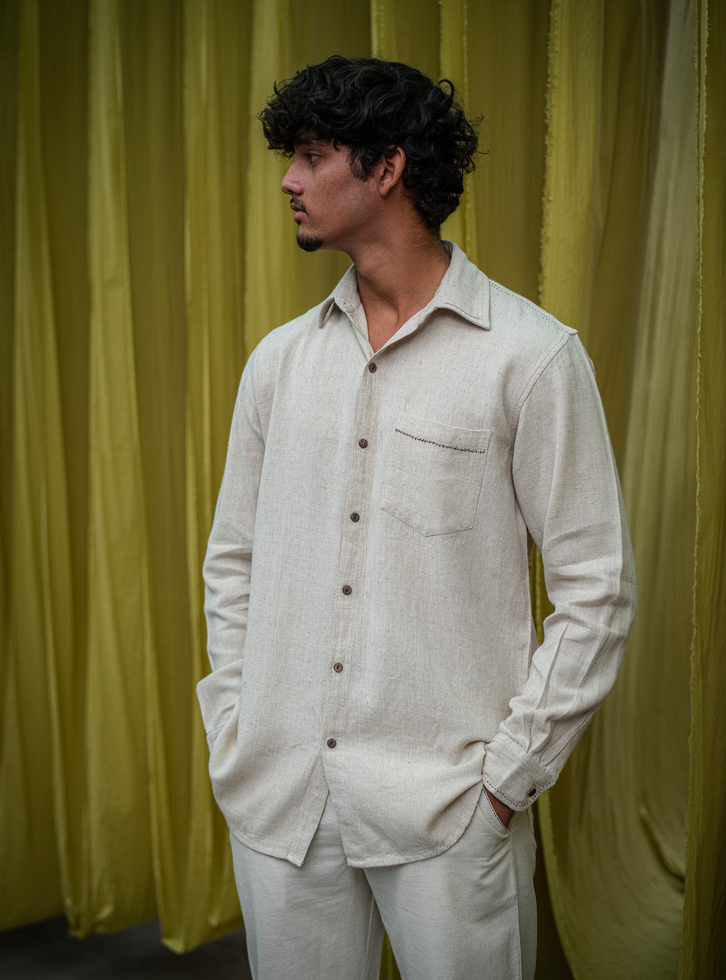 Xavier Shirt FS : Solid Natural Cotton Flax