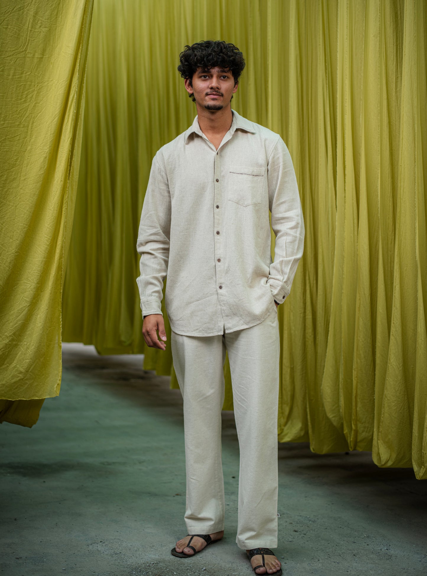 Xavier Shirt FS : Solid Natural Cotton Flax