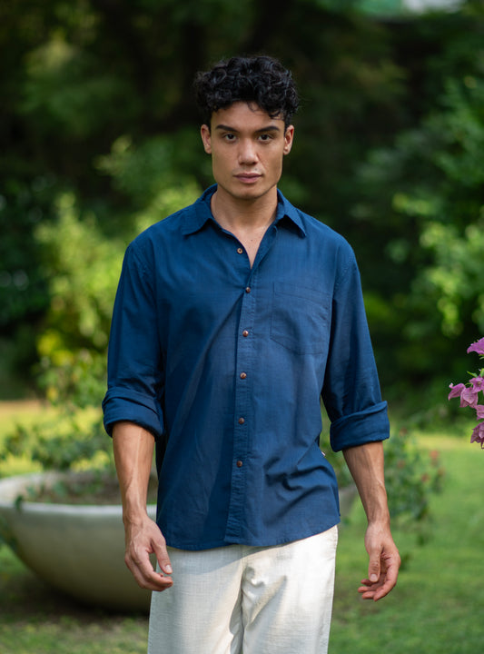 Xavier Shirt FS : Solid Indigo Slub