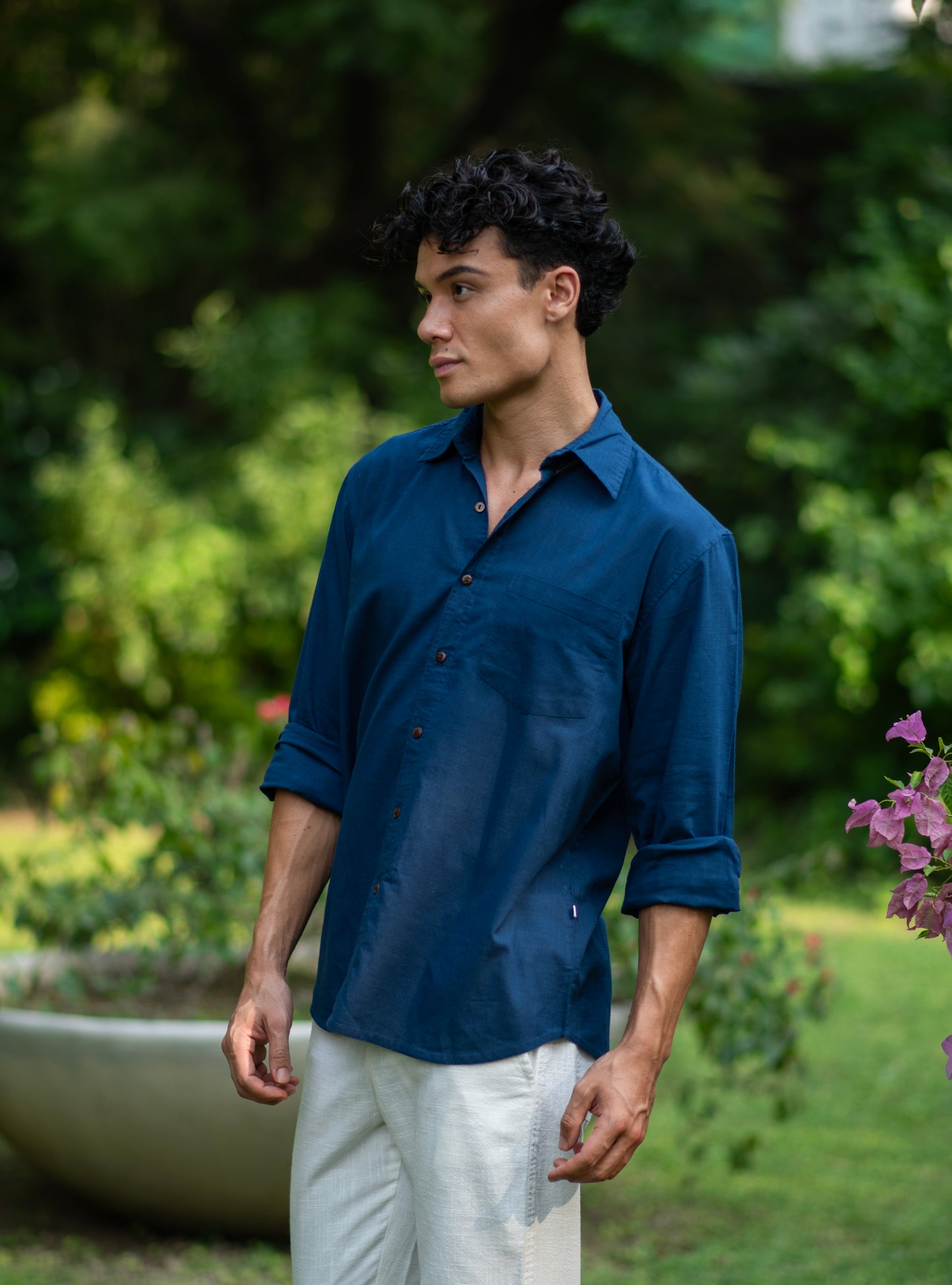 Xavier Shirt FS : Solid Indigo Slub