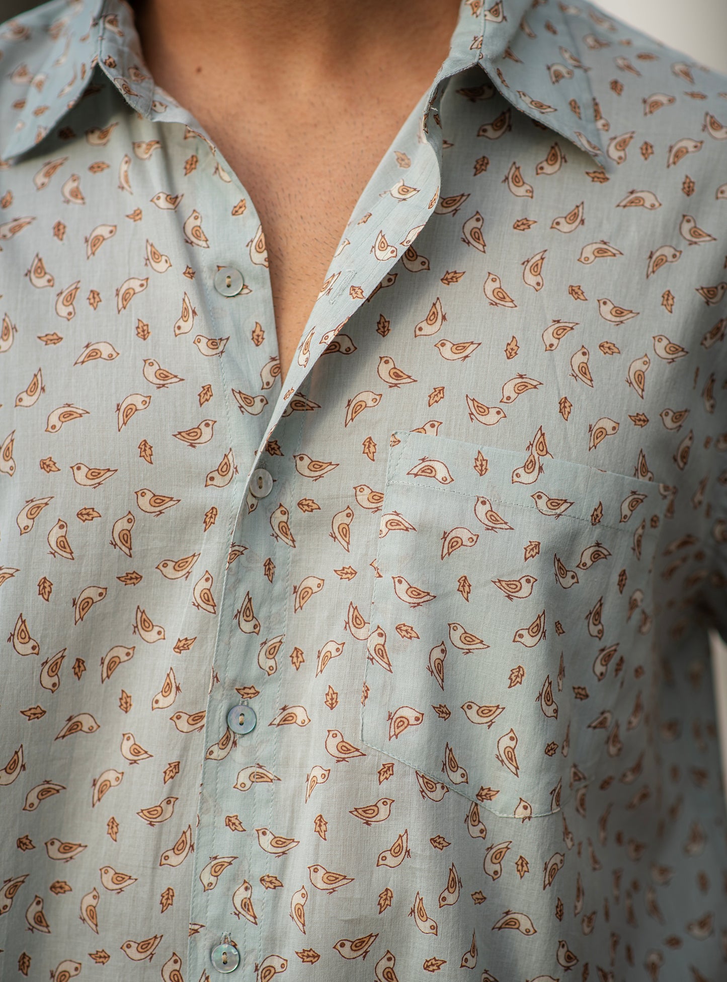 Xavier Shirt Half Sleeves : Chidiya Blue Voile