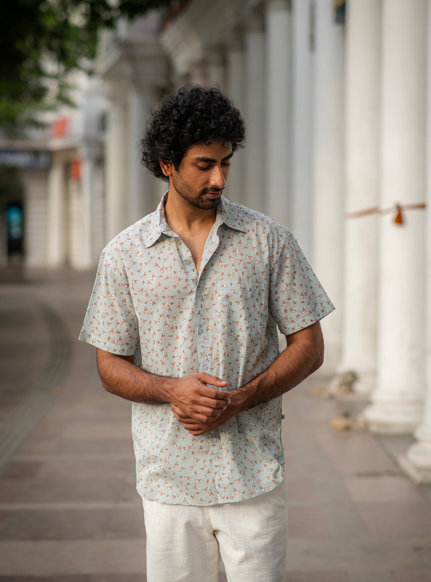 Xavier Shirt Half Sleeves : Chidiya Blue Voile