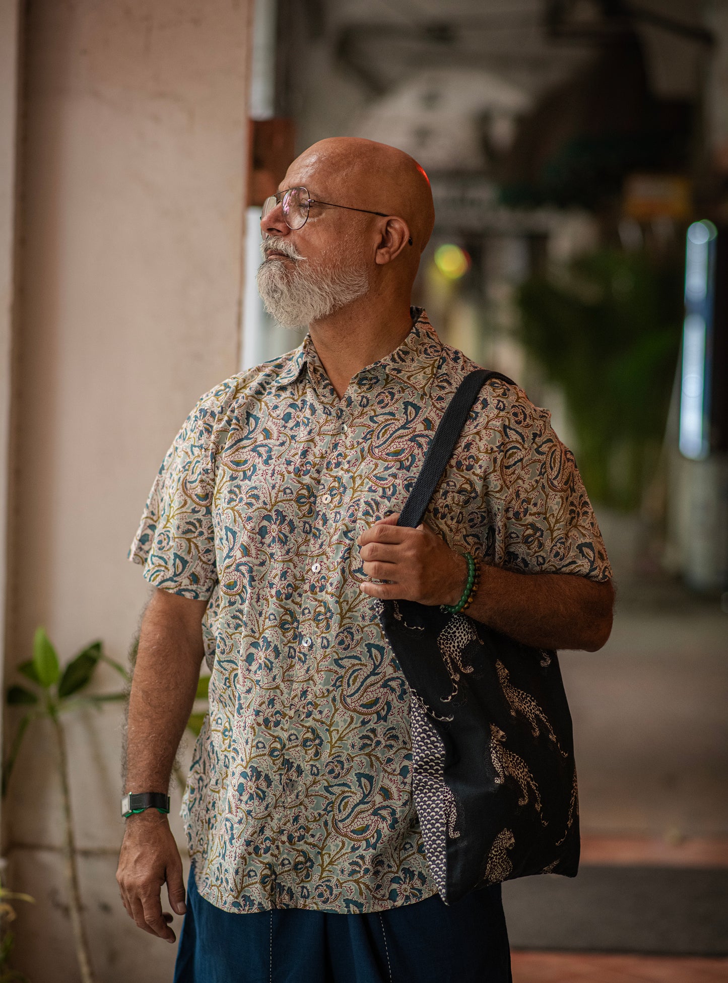 Xavier Shirt Half Sleeves : Kalamkari Teal Voile