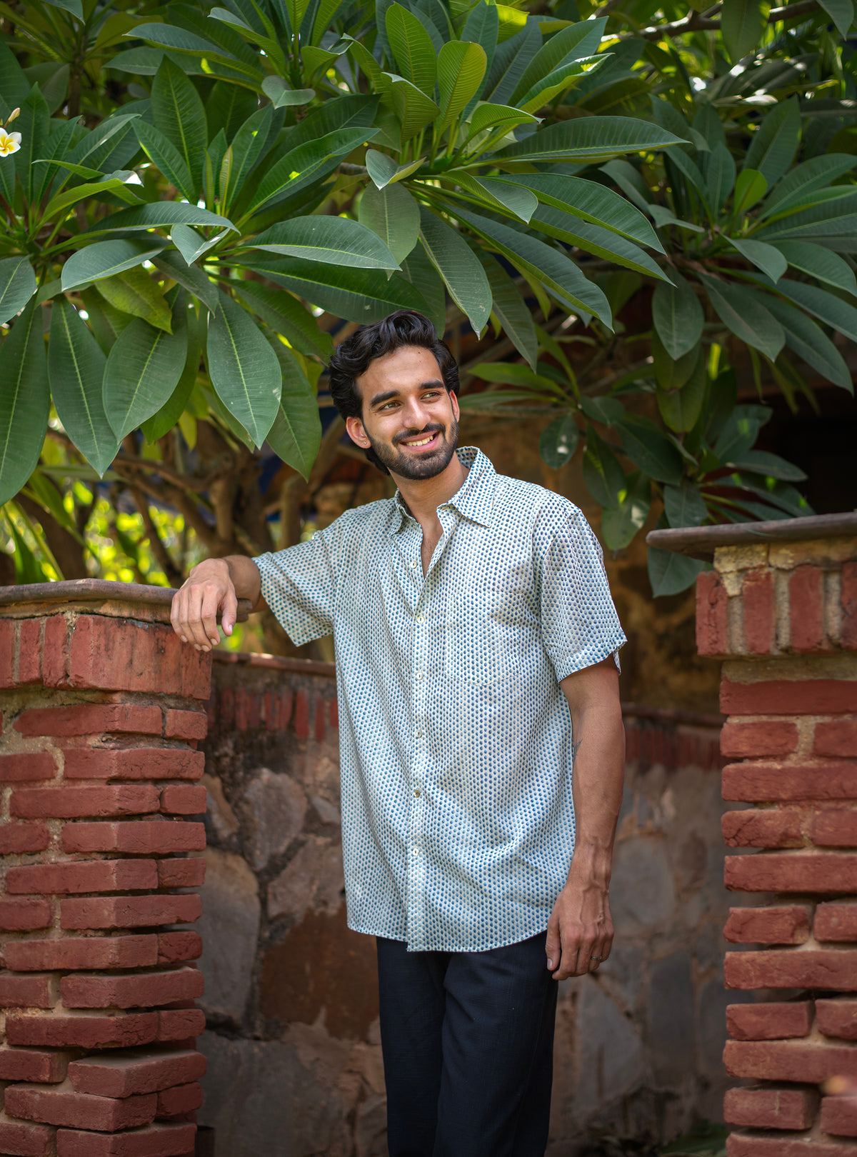 Xavier Shirt HS : Laurel Dotty Blue Voile