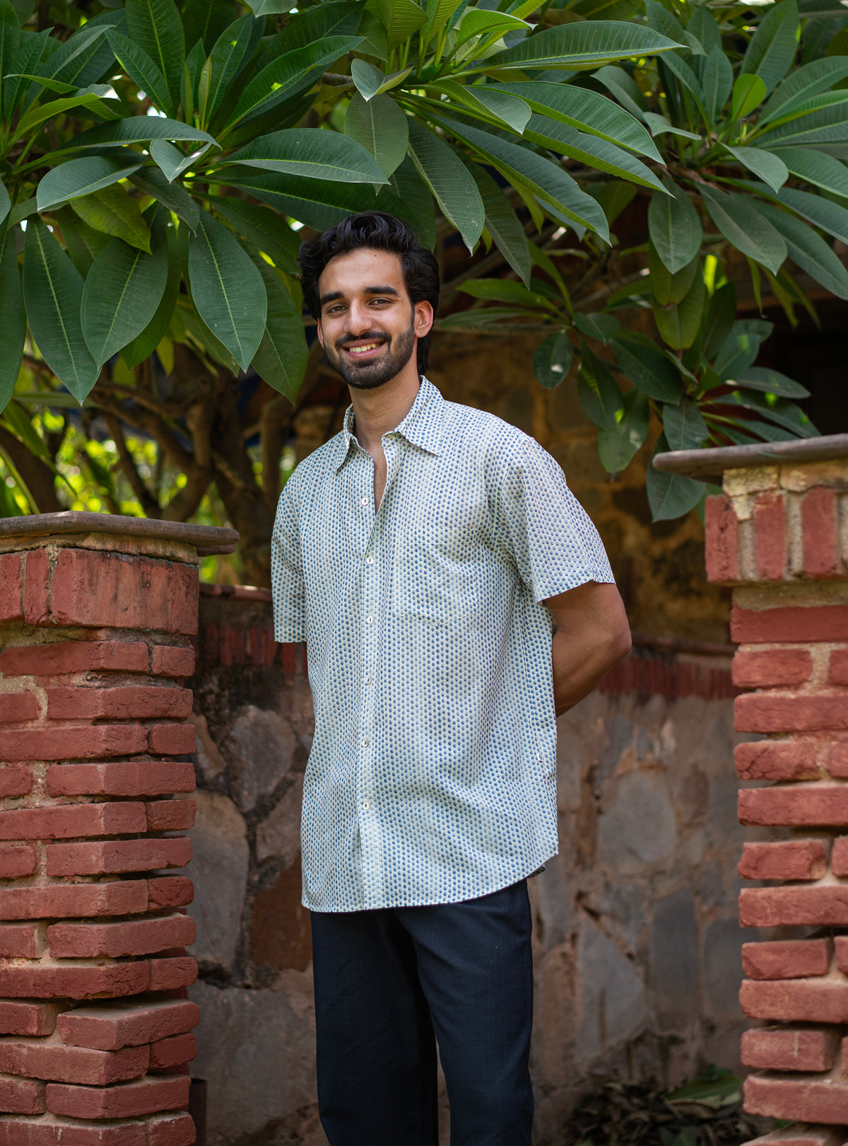 Xavier Shirt HS : Laurel Dotty Blue Voile