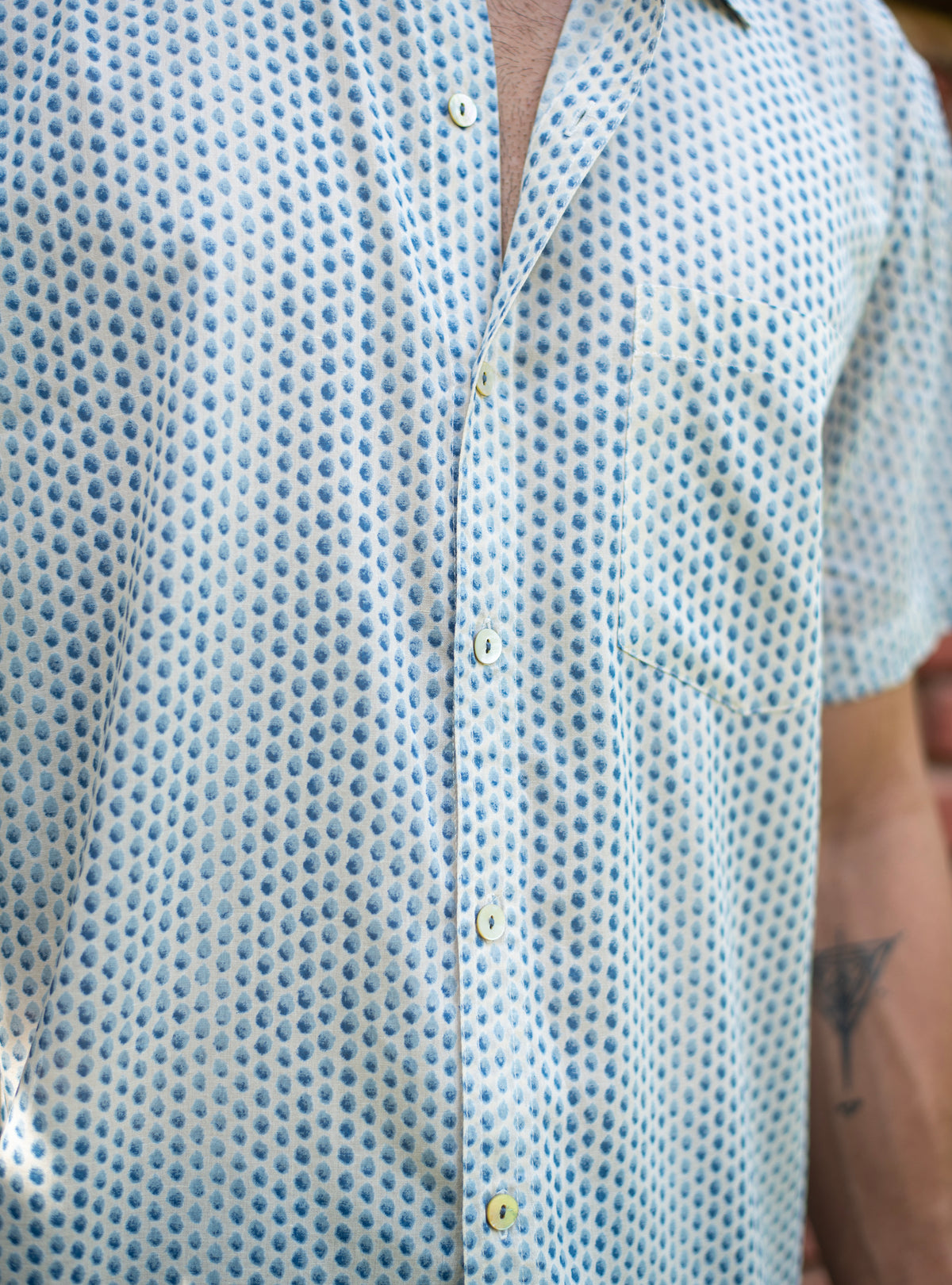 Xavier Shirt HS : Laurel Dotty Blue Voile