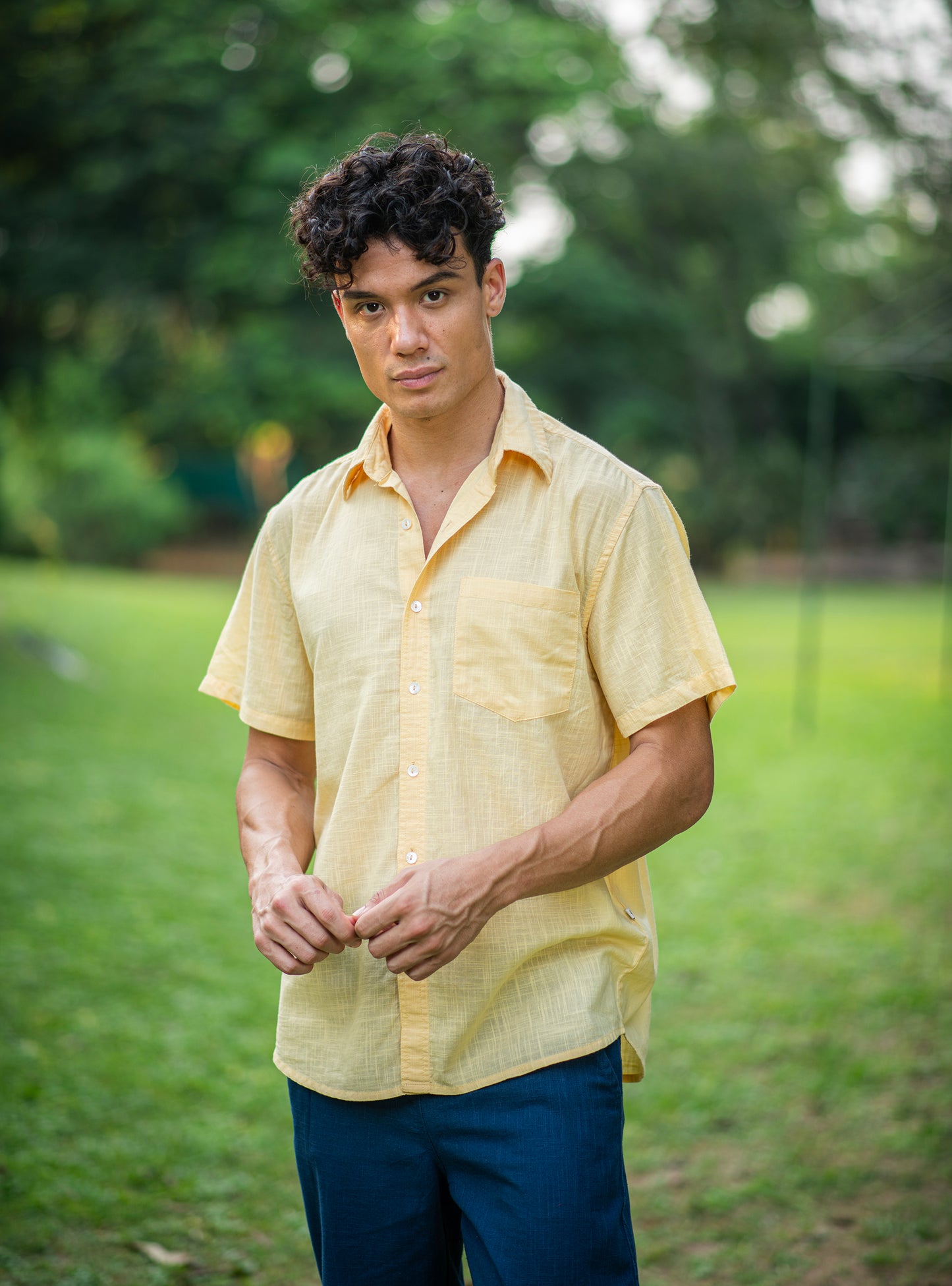 Xavier Shirt HS : Solid Butter Slub