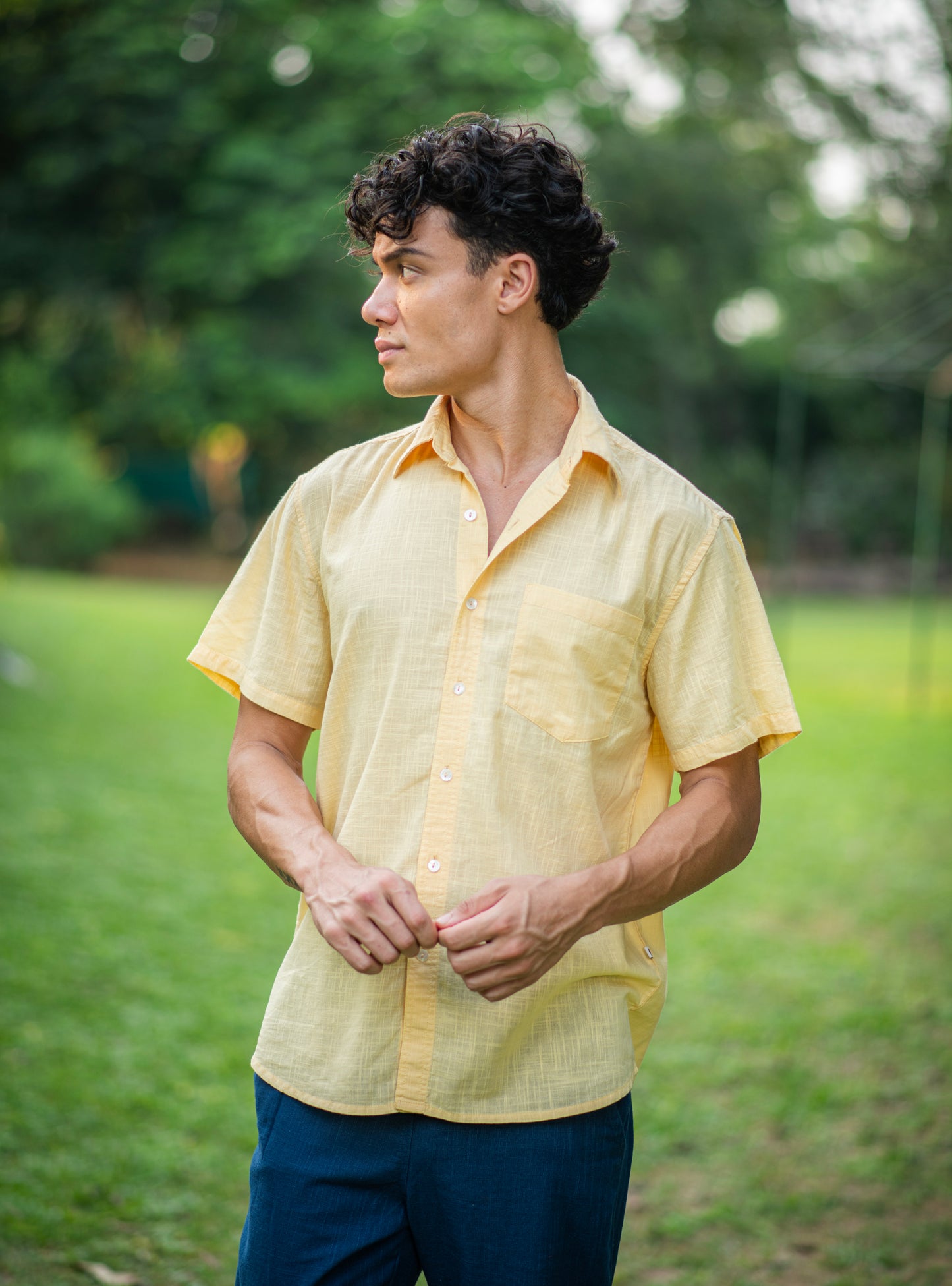 Xavier Shirt HS : Solid Butter Slub