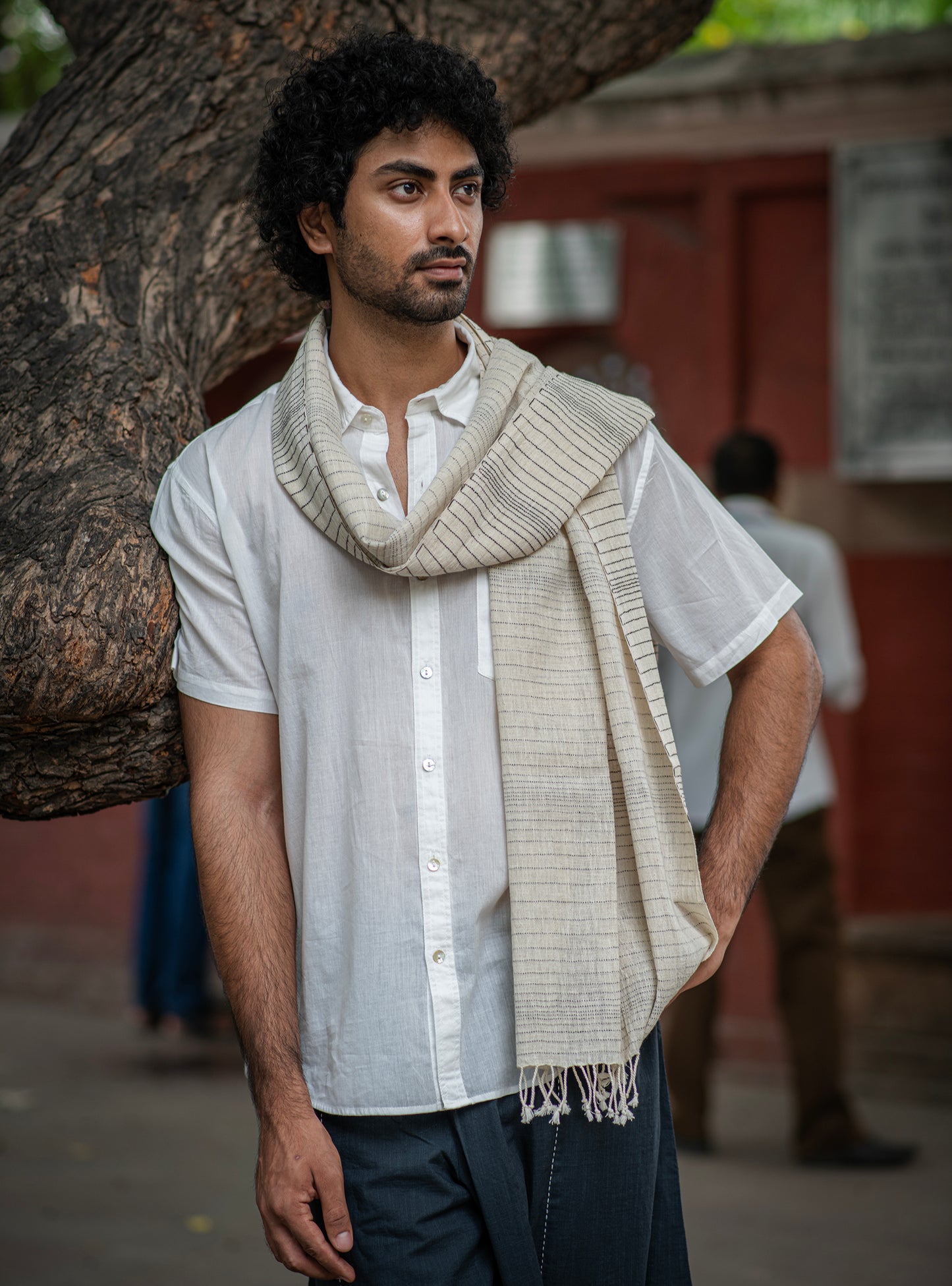 Xavier Shirt Half Sleeves : Solid Natural Slub