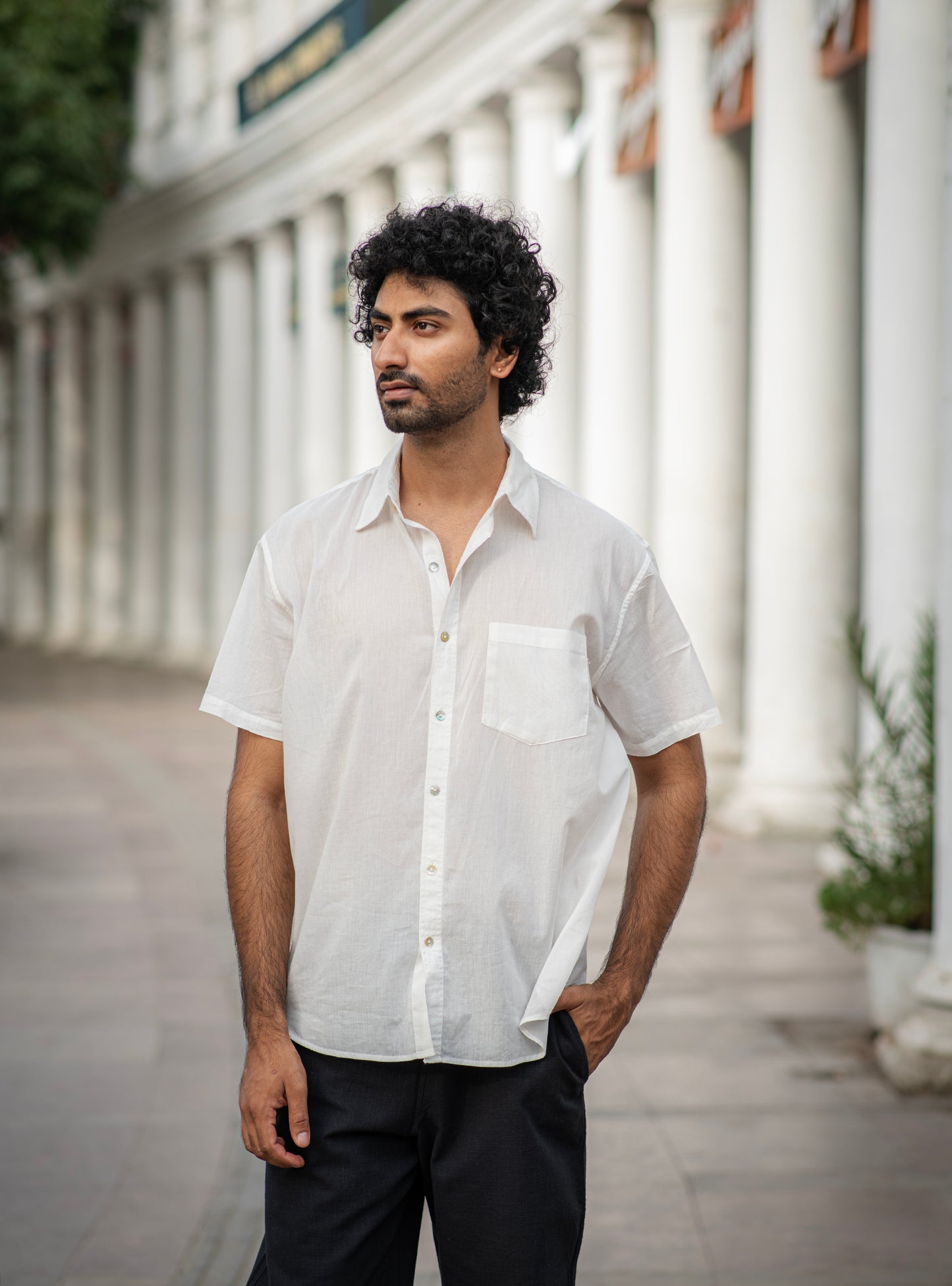 Xavier Shirt Half Sleeves : Solid Natural Slub