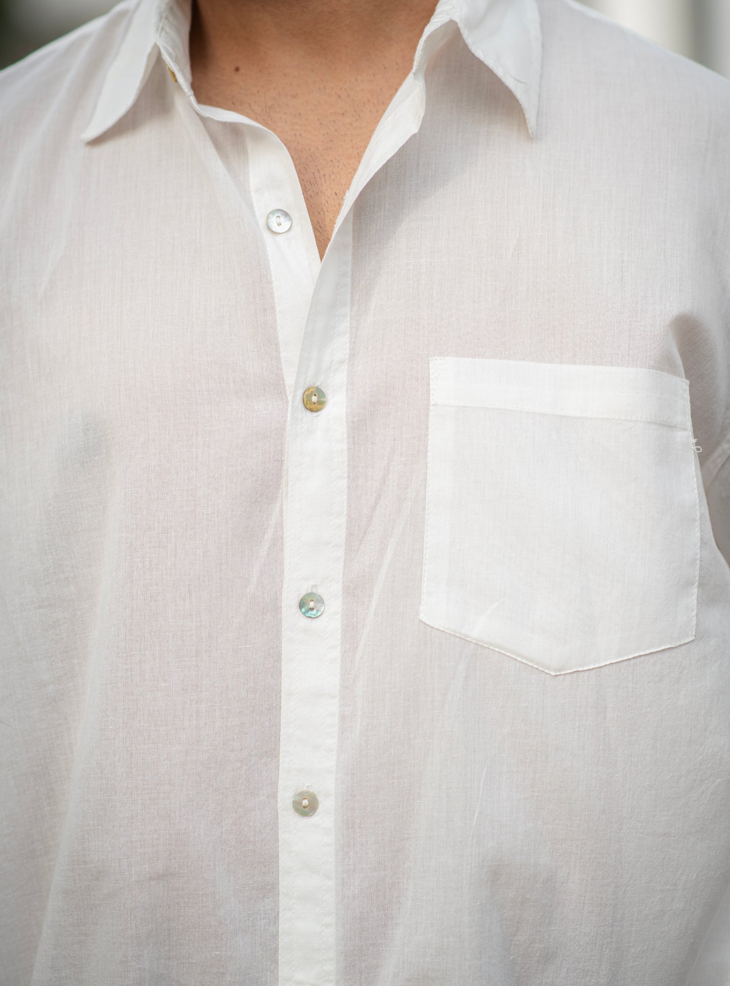 Xavier Shirt Half Sleeves : Solid Natural Slub
