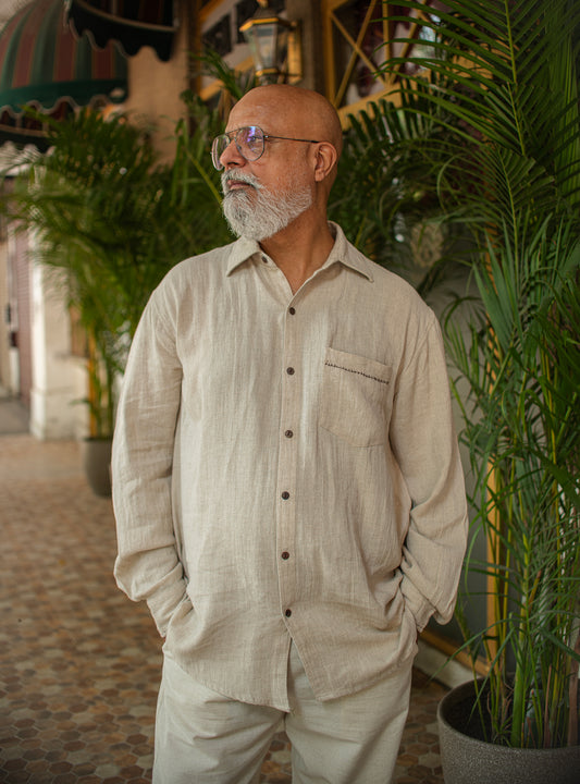 Xavier Shirt FS : Solid Natural Cotton Flax