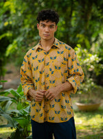 Xavier Men's Shirt Full Sleeves:  Ali Flower Yellow