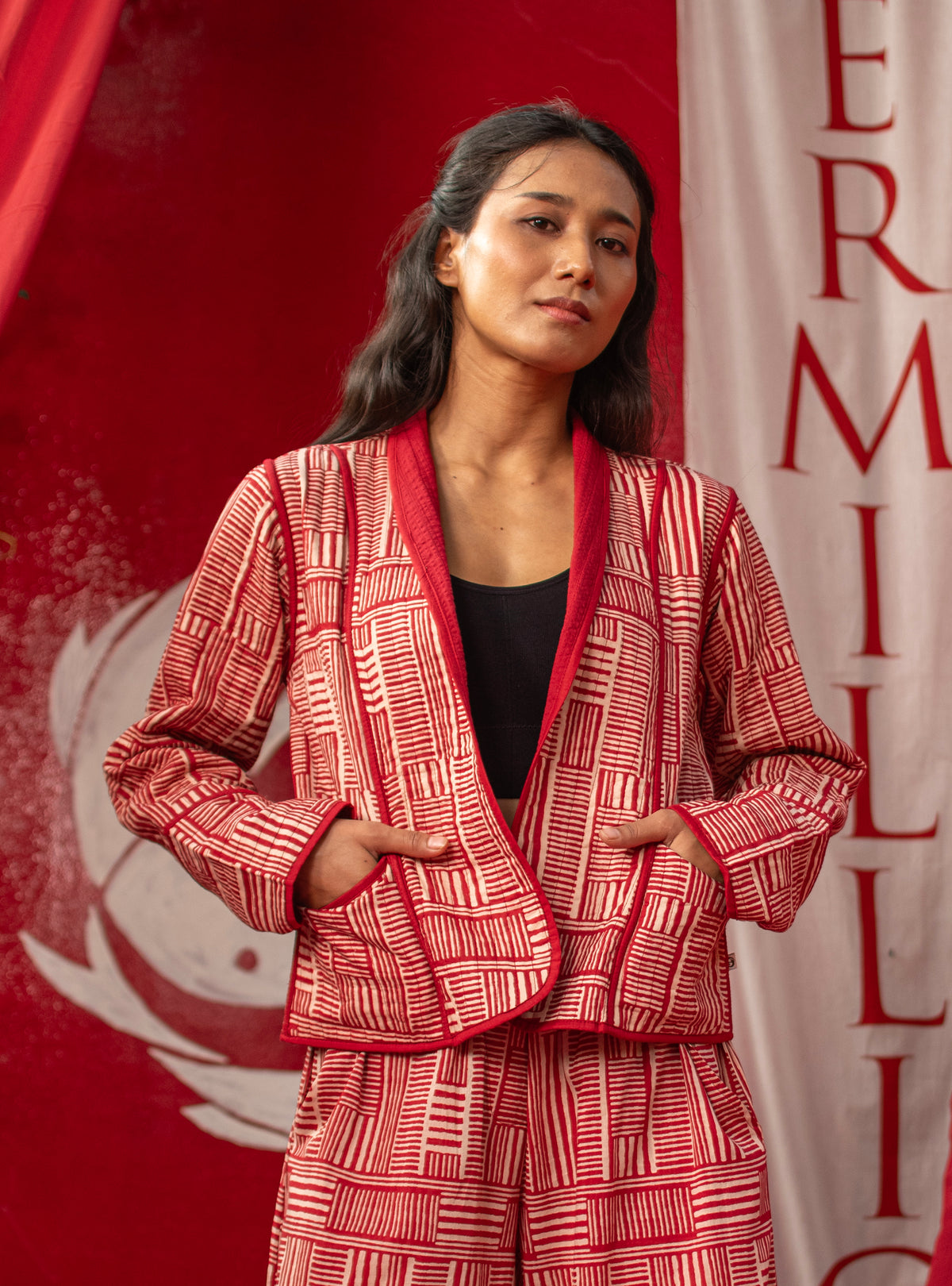 Zaza Jacket Rev : Baker Red Voile+Seersucker