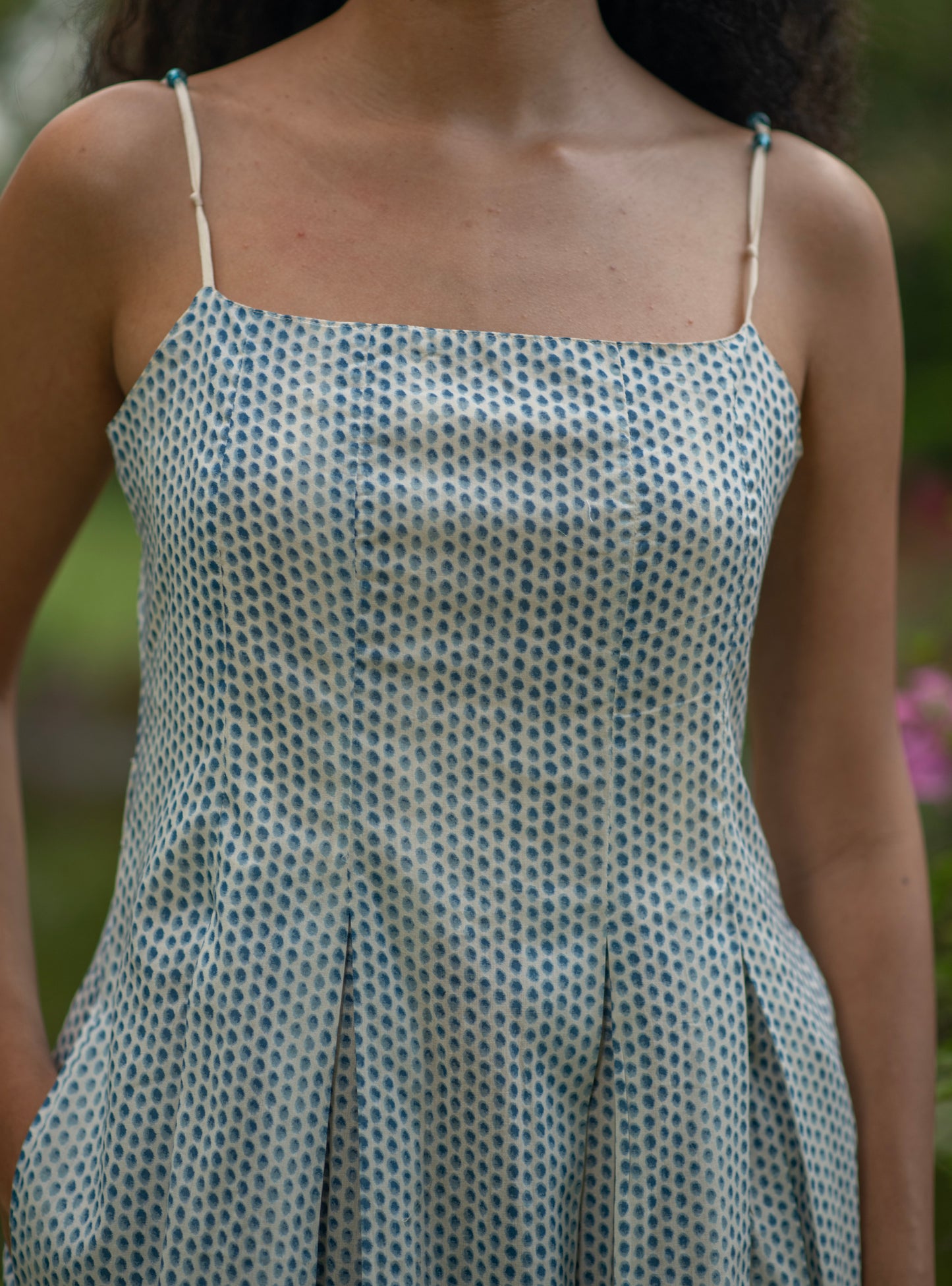 Zulu Dress : Laurel Dotty Blue Voile